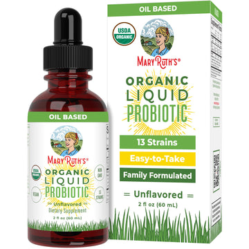 MaryRuth Organics Liquid Probiotic for Ages 4+ | 2 Billion CFU | 13 Probiotic Strains | Gut Health & Digestive Support | Gas & Bloating Support | Vegan | Gluten Free | Travel-Friendly | 20 Servings MARYRUTH'S uk supplements