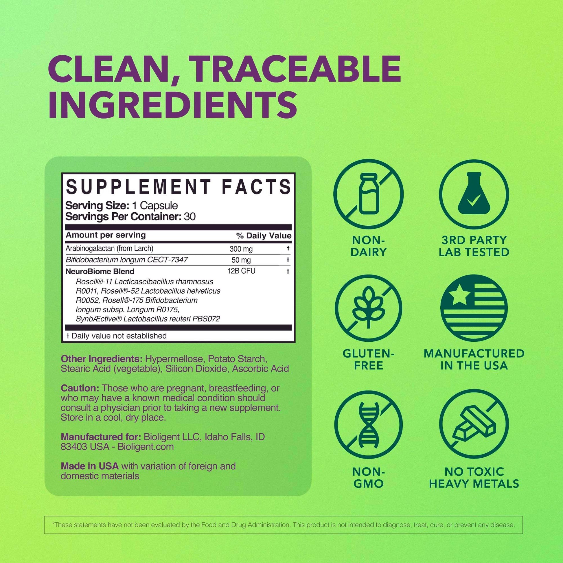 BIOLIGENT Tribiotic+ Prebiotic, Probiotic and Postbiotic Supplement for Women & Men, Gut Health, Immune Support, Bloating Relief, Daily Microbiome and Digestive Support, 30 Capsules, 30 Day Supply BIOLIGENT uk supplements