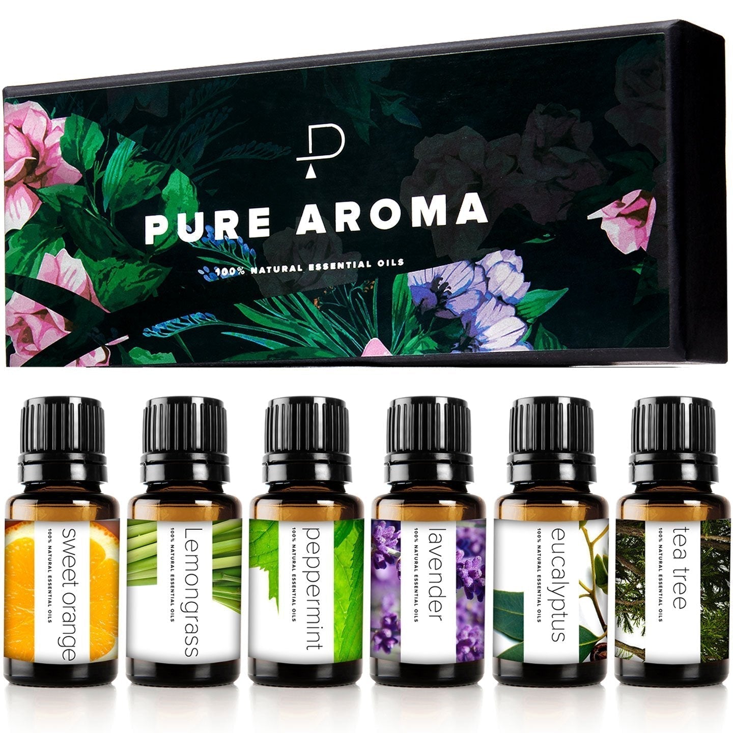 Essential Oils by PURE AROMA 100% Pure Oils kit- Top 6 Aromatherapy Oils Gift Set-6 Pack, 10ML Pure Aroma uk supplements