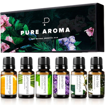 Essential Oils by PURE AROMA 100% Pure Oils kit- Top 6 Aromatherapy Oils Gift Set-6 Pack, 10ML Pure Aroma uk supplements