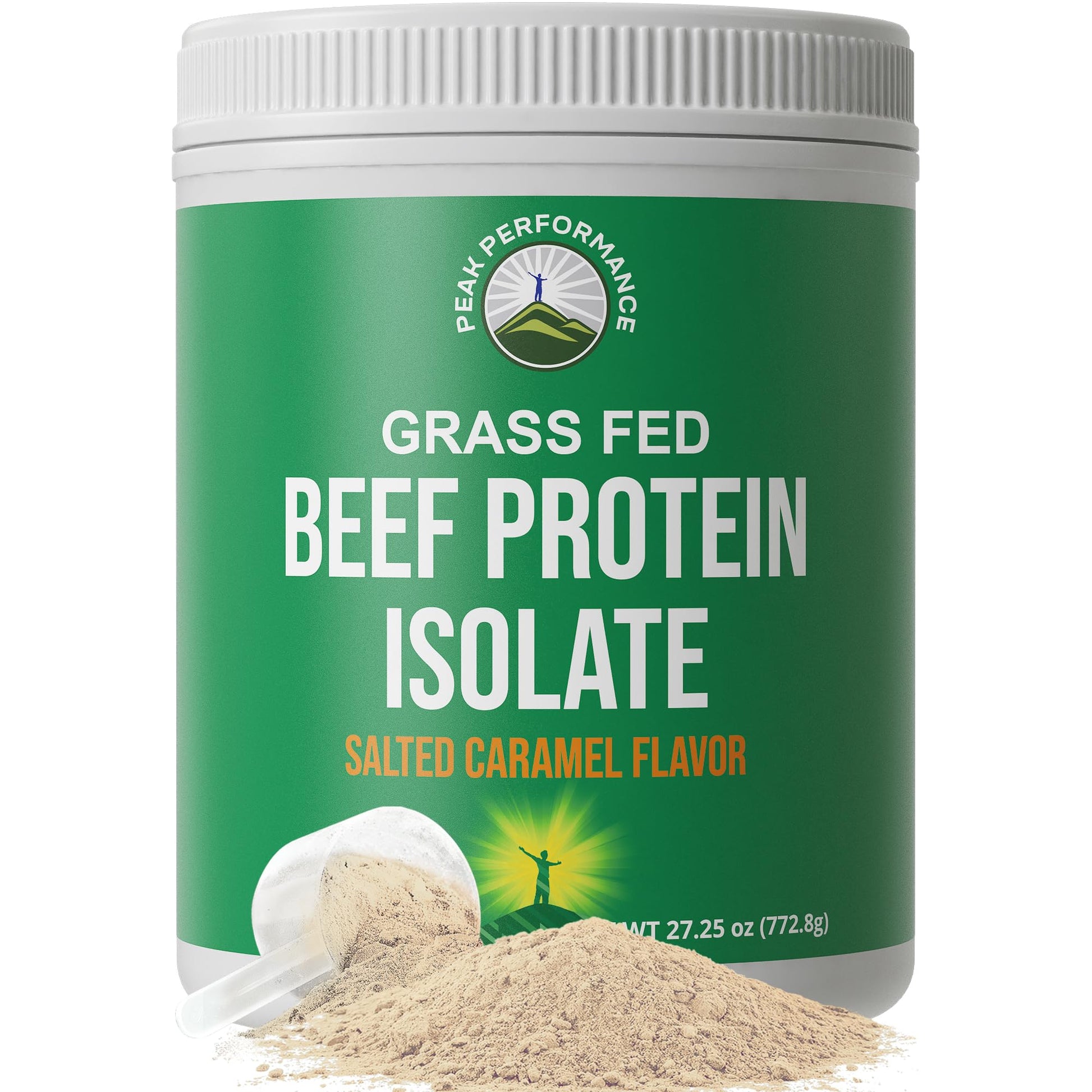 Grass Fed Beef Protein Powder - Lactose Free Great Tasting Beef Protein Isolate. Complete Animal Based Non Dairy Paleo Carnivore Supplement for Prime Muscle Building. No Whey. Salted Caramel Flavor Peak Performance uk supplements