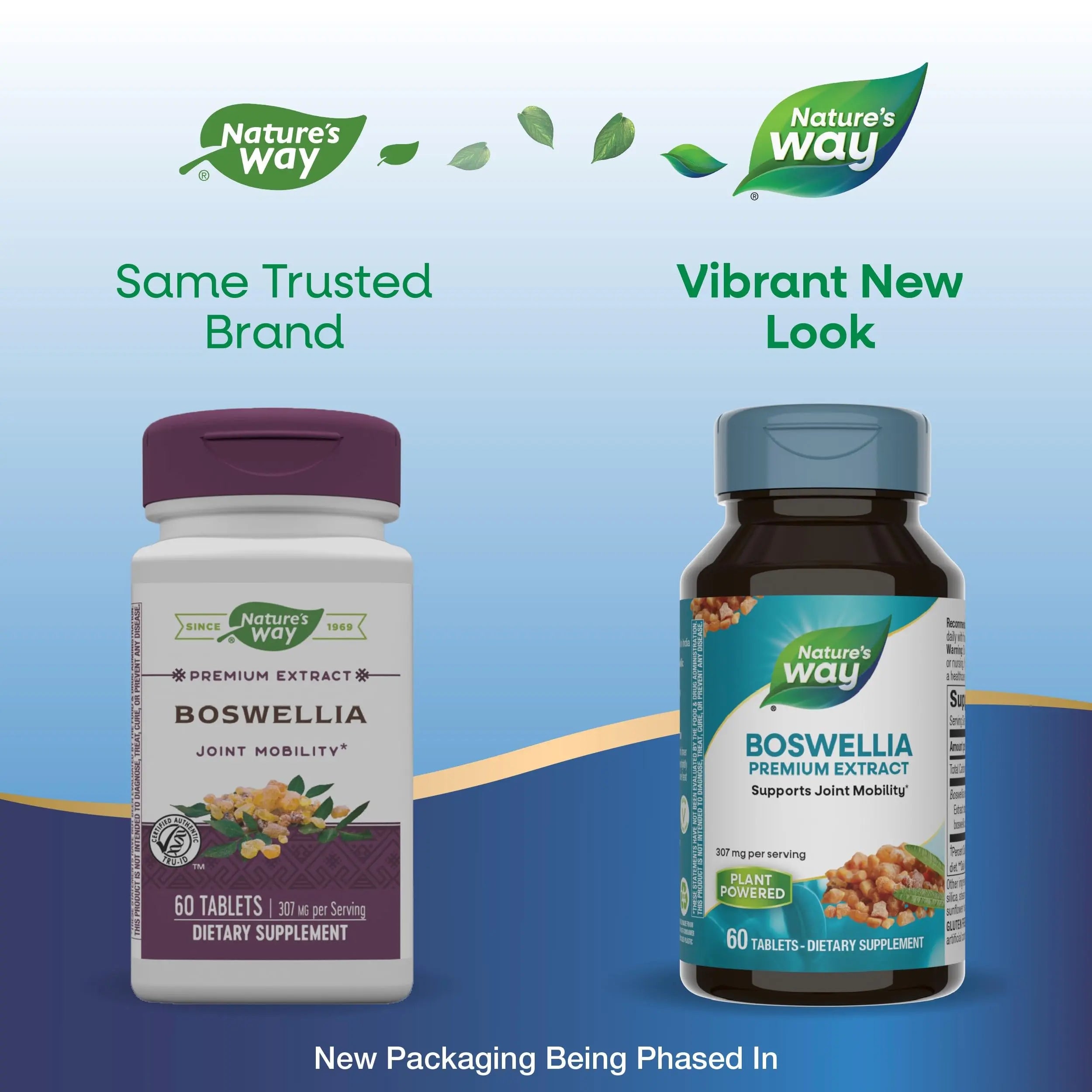 Nature's Way Boswellia Premium Extract, Supports Joint Mobility*, 307 mg Boswellia serrata Extract per Serving, Frankincense Supplement, Gluten Free & Vegan - 60 Tablets (Packaging May Vary) - 2 Pack Nature's Way uk supplements