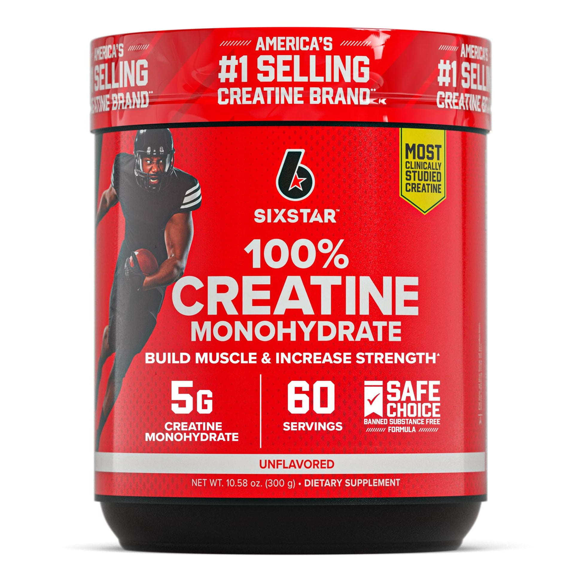 Six Star 100% Creatine Monohydrate Powder - Unflavored Micronized Creatine Monohydrate Supplement for Workout Performance, Muscle Building & Strength - Creatine Powder for Women & Men - 60 Servings Six Star uk supplements