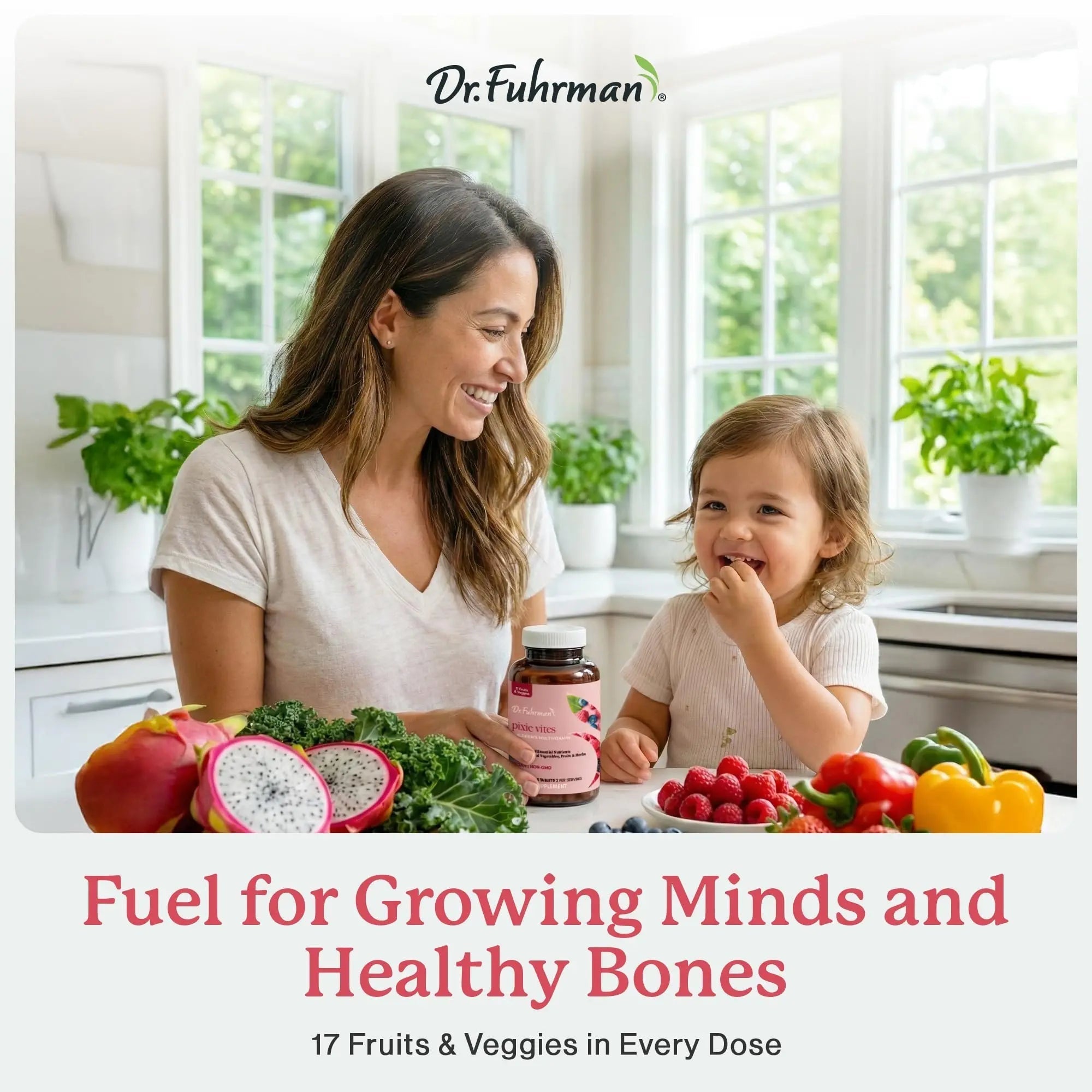 Dr. Fuhrman Pixie Vites Chewable Children's multivitamin | Whole Food Kids Multi with Vitamin D3, K2 & Zinc | Dr. Fuhrman uk supplements