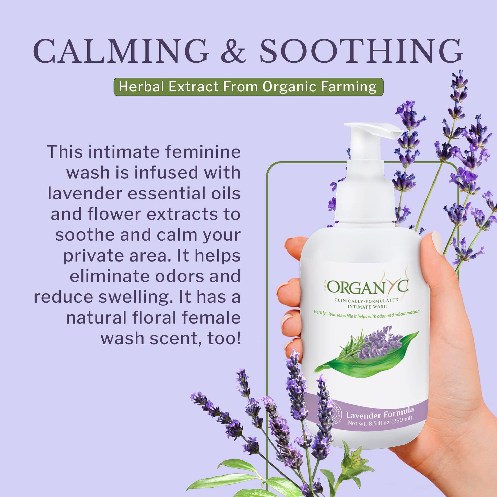 Organic Intimate Wash with Lavender Essential Oils & Flower Extracts, Gentle Cleansing Feminine Organyc uk supplements