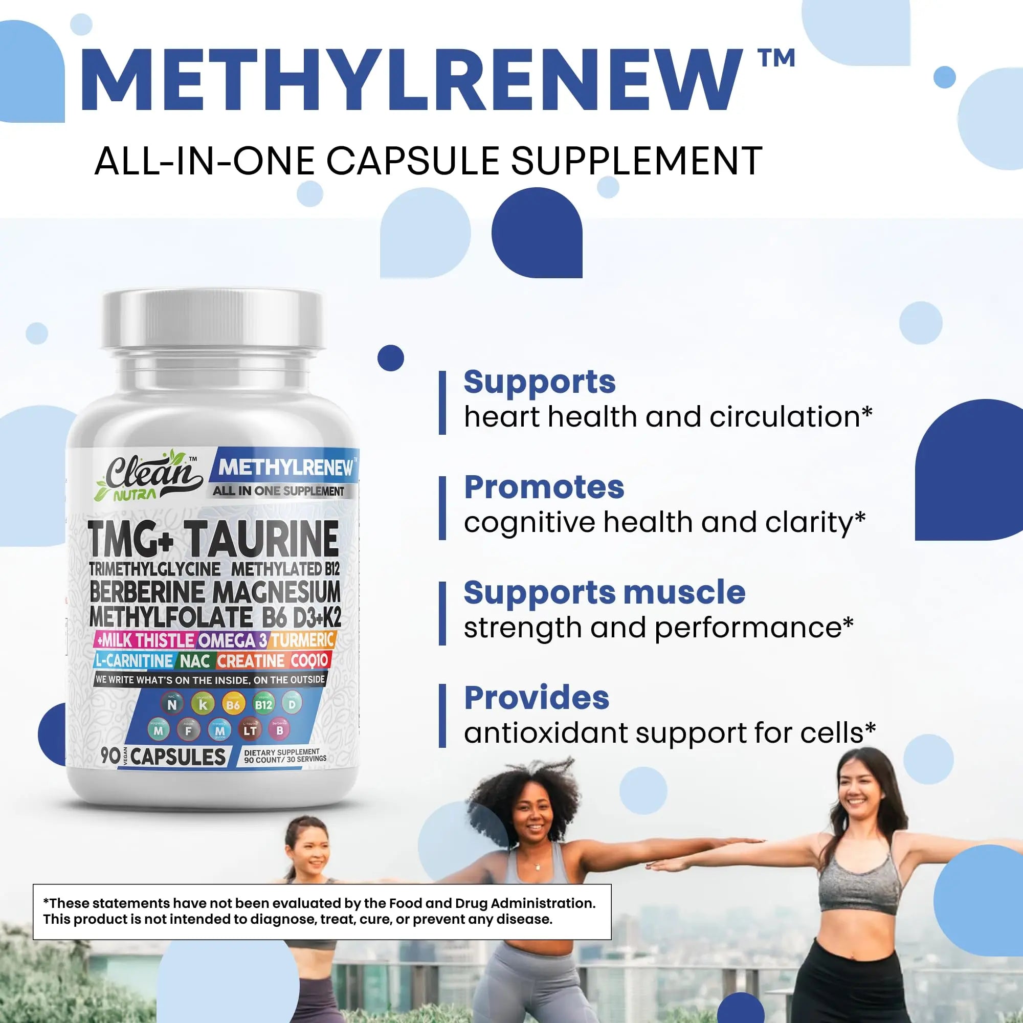 Clean Nutra TMG Supplements 1000mg | Methylated Multivitamin for Women Men | Taurine B6 Vitamins B12 D3 K2 Trimethylglycine Magnesium Clean Nutraceuticals uk supplements