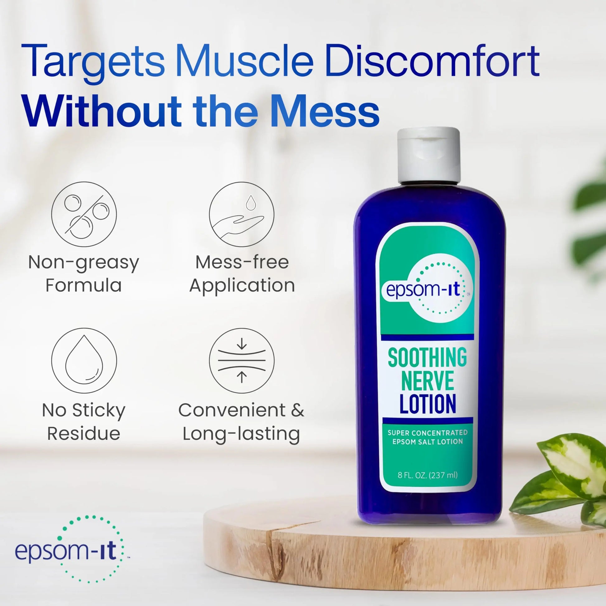Epsom-It Soothing Nerve Lotion - Epsom Salt Magnesium Lotion, Topical Magnesium Cream with Capsaicin & Arnica to Provide Comfort for Legs, Knee and Feet, 8.0 oz., 2-Pack EPSOM-IT uk supplements