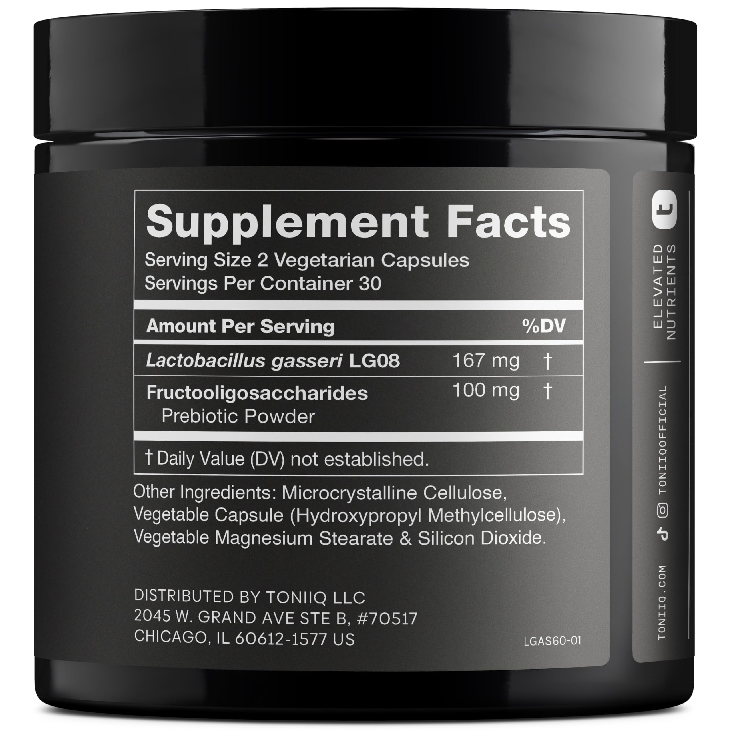 Lactobacillus Gasseri - Ultra High Strength 50 Billion CFU - Delayed Release Capsules - Made with Prebiotic Inulin Fiber - Supports Digestive Health & Gut Flora - Third-Party Lab Tested - 60 Capsules Toniiq uk supplements