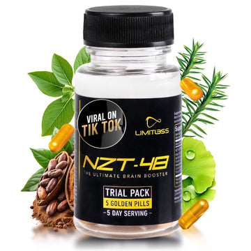 Nootropic Premium Brain Booster - Brain Supplement for Memory + Focus + Natural Energy - Caffeinated, Phosphatidylserine, Vitamins B6 B12-5ct Capsules - Travel Pack NZT-48 uk supplements