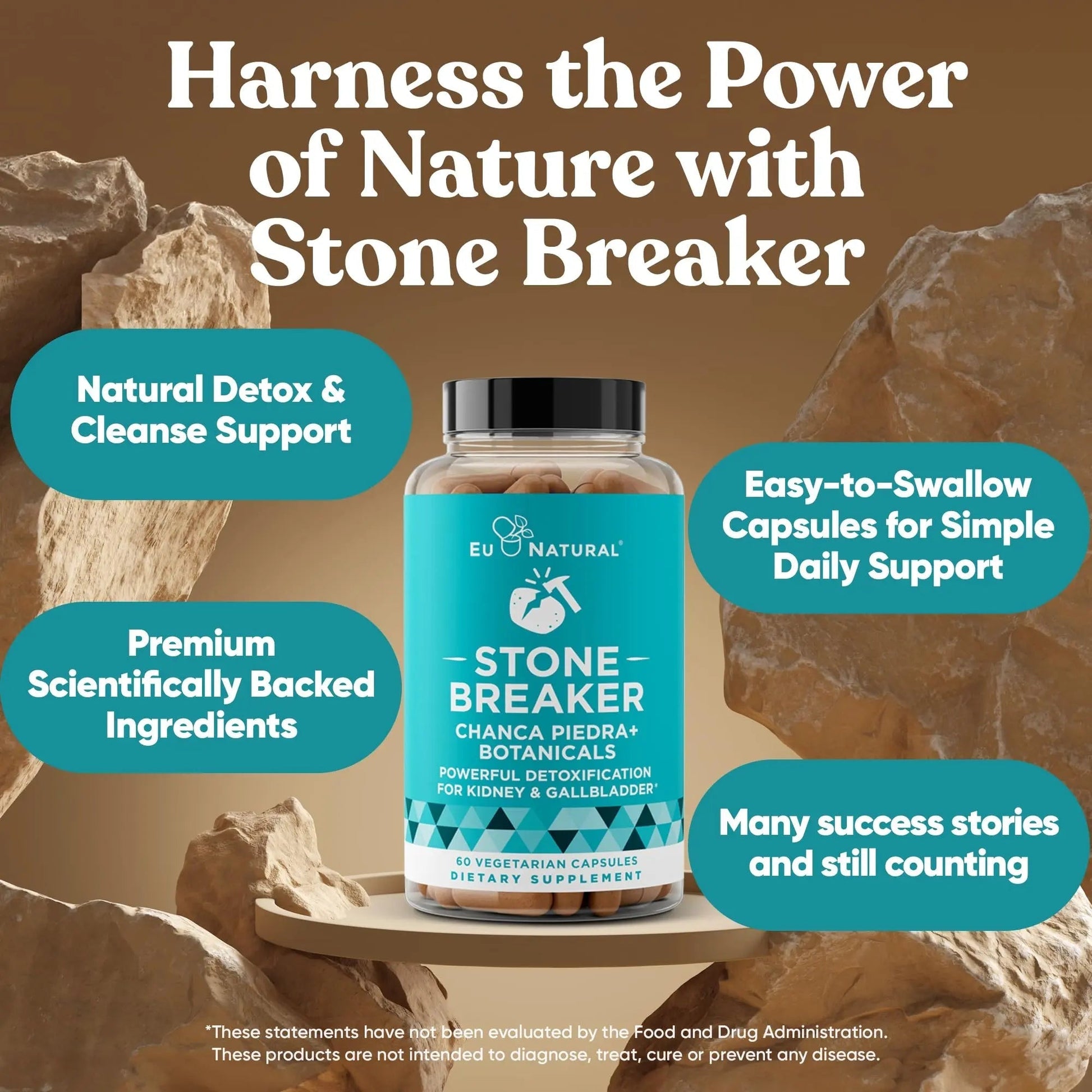 Chanca Piedra Stone Breaker - The Original Stone Breaking Formula with Celery Seed & Parsley - Supports Kidney, Gallbladder & Urinary Tract Cleansing to Help Flush Impurities - 60 Vegetarian Capsules Eu Natural uk supplements