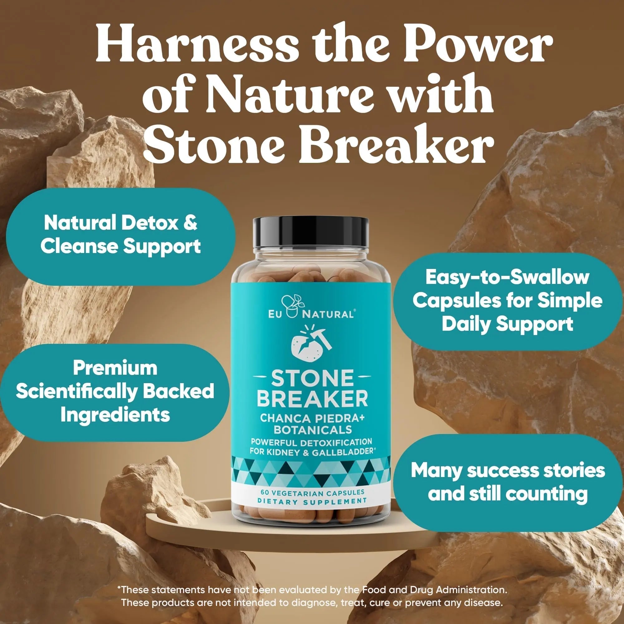 Chanca Piedra Stone Breaker - The Original Stone Breaking Formula with Celery Seed & Parsley - Supports Kidney, Gallbladder & Urinary Tract Cleansing to Help Flush Impurities - 60 Vegetarian Capsules Eu Natural uk supplements