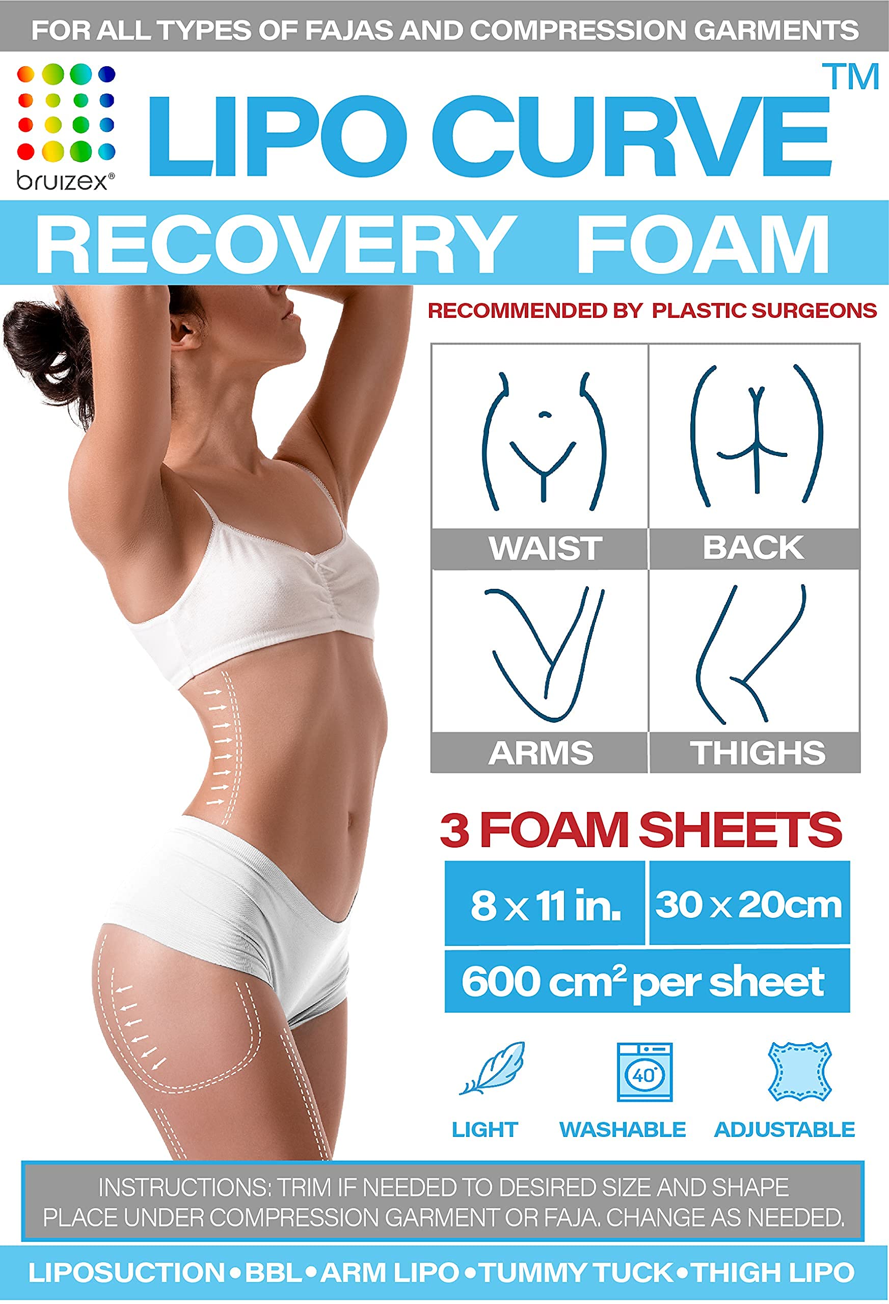 Arnica Montana Bruising & Swelling Cream & LipoCurve Foam Post Surgery Pads Bundle, for Liposuction Post Surgery Recovery & Lymphatic Drainage Bruizex uk supplements