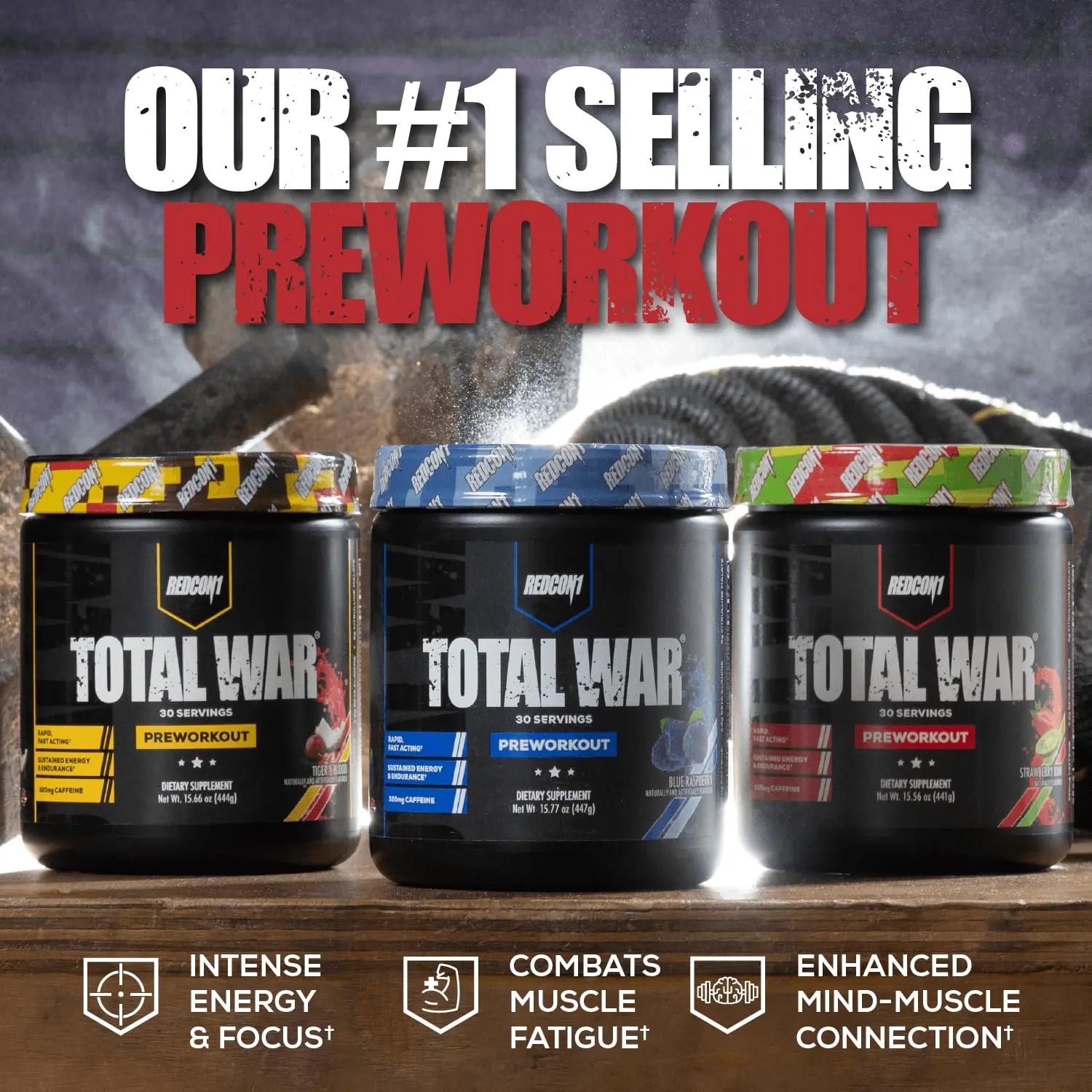 REDCON1 Total War Pre Workout - Beta Alanine + Citrulline Malate Keto Friendly Preworkout for Men & Women with 320mg of Caffeine - Fast Acting -Blue Lemonade (30 Servings) REDCON1 uk supplements
