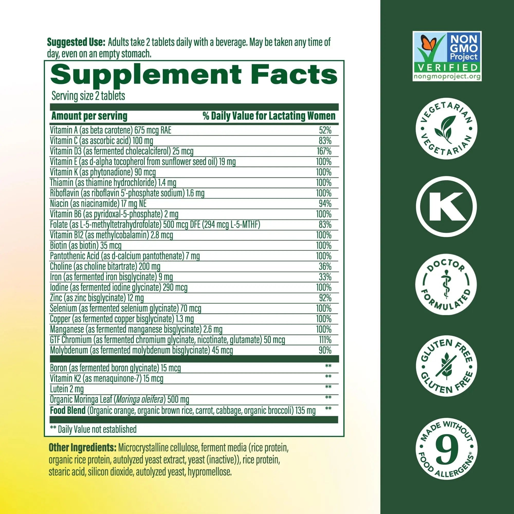 MegaFood Baby & Me 2 Postnatal Vitamins for Women Breastfeeding with Folate (Folic Acid Natural Form), Choline, Iodine, Vitamin D MegaFood uk supplements