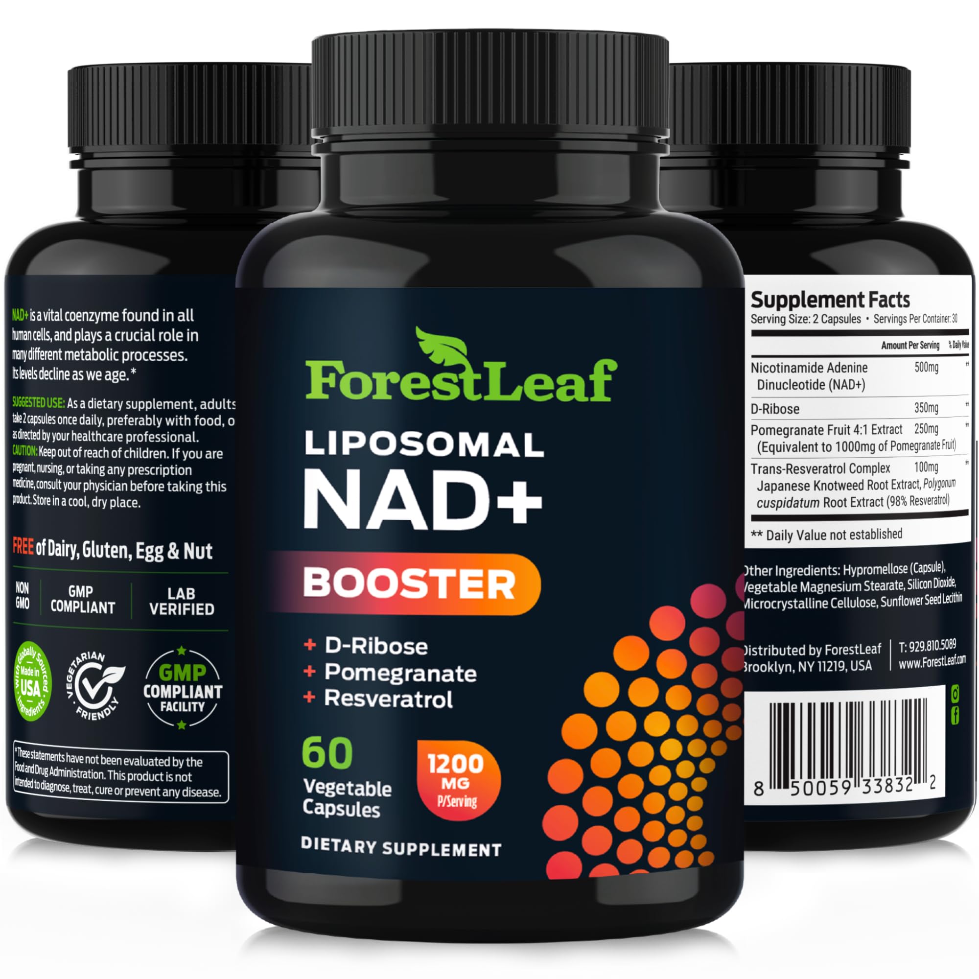 ForestLeaf NAD Resveratrol Capsules, Liposomal NAD Supplement for Women and Men with D-Ribose and Pomegranate, NAD+ for Energy, Focus and Anti-Aging Support, NMN Supplement Alternative (60 Caps) ForestLeaf uk supplements