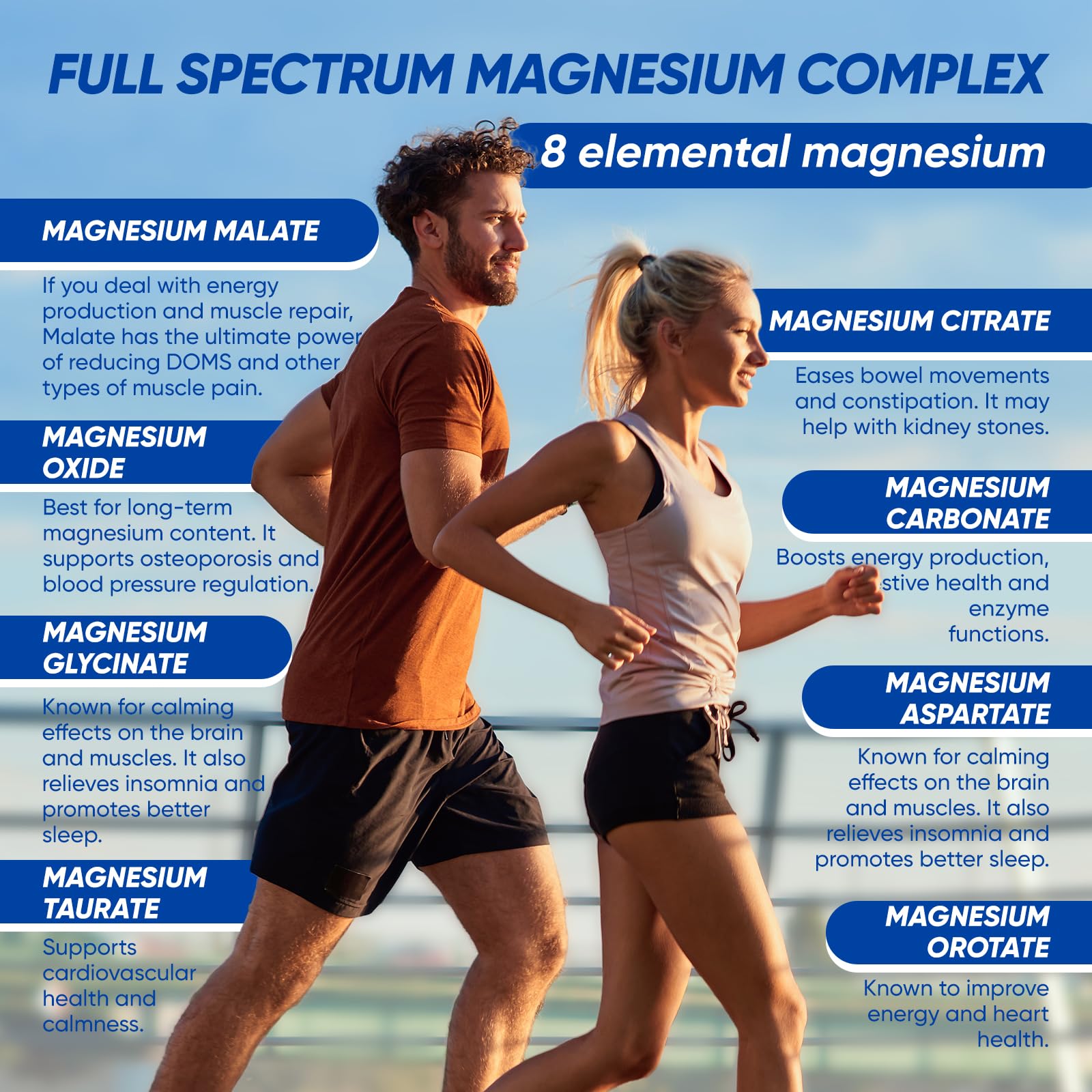 Magnesium Complex, 8 in 1, 1000mg-Glycinate, Citrate, Malate for Easy Absorption, Full Spectrum Magnesium Complex,Supports Relaxation, Sleep & Muscle Function, Magnesio Complex for Women, 180 Capsules BODUNMSCA uk supplements