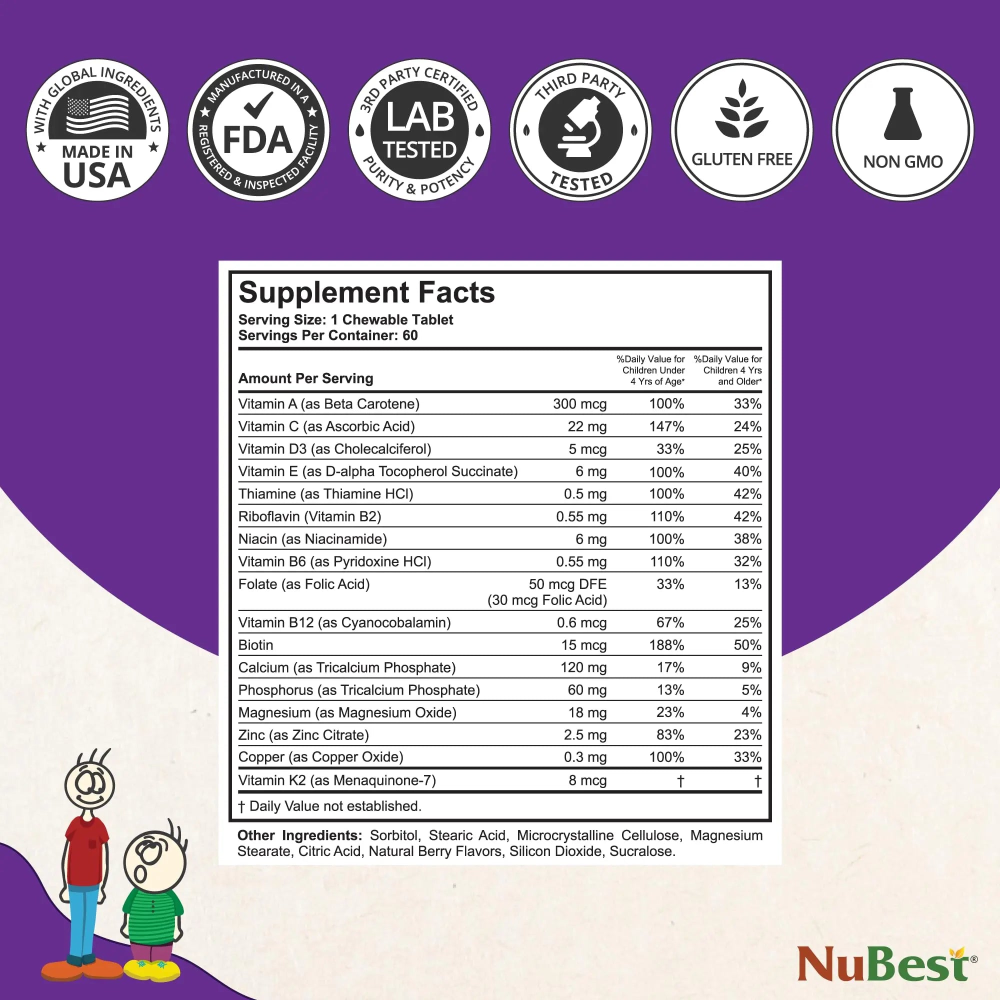 NuBest Tall Kids - Multivitamins & Minerals for Age 2 to 9 - Bone Strength & Immunity Support - Helps Kids, Toddlers Healthy NuBest uk supplements