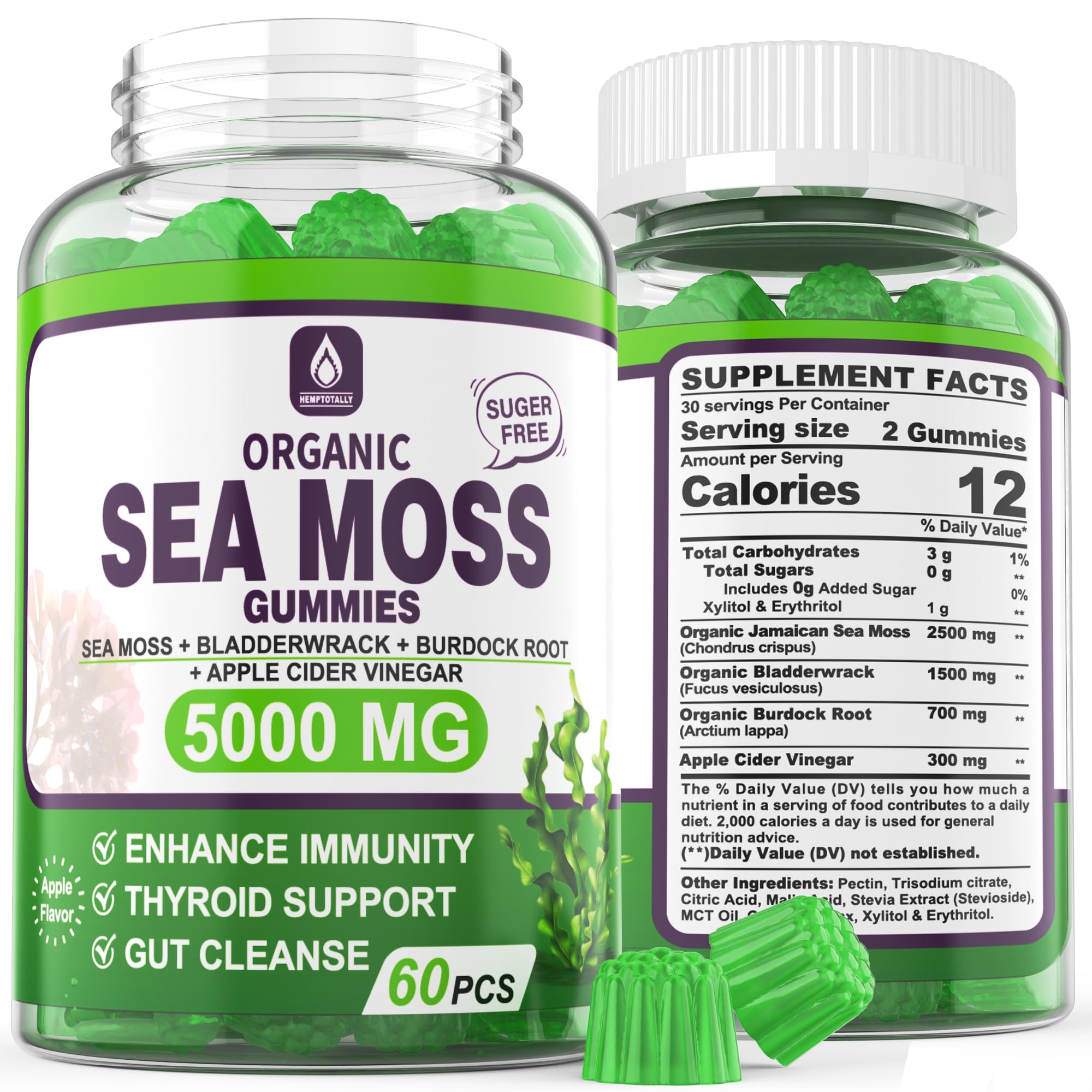 Sea Moss Supplement 5000mg, Sugar Free Sea Moss Gummies, Irish Sea Moss EnvyDeal uk supplements