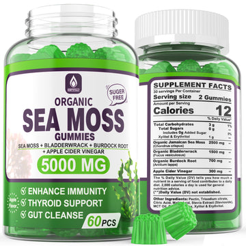 Sea Moss Supplement 5000mg, Sugar Free Sea Moss Gummies, Irish Sea Moss EnvyDeal uk supplements