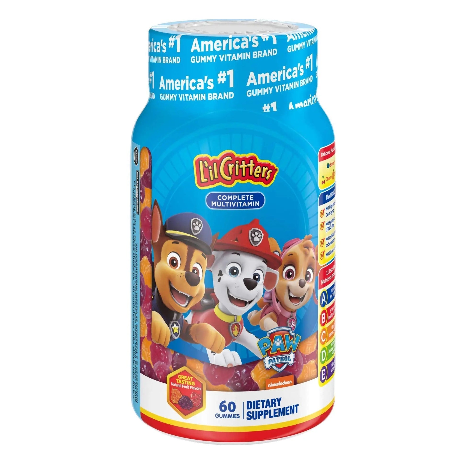 L'il Critters Paw Patrol Gummy Vites Daily Gummy Multivitamin for Kids, 60 Gummies and Pampers Baby Clean Wipes, 1 Flip-Top Pack (72 Wipes) Lil Critters uk supplements