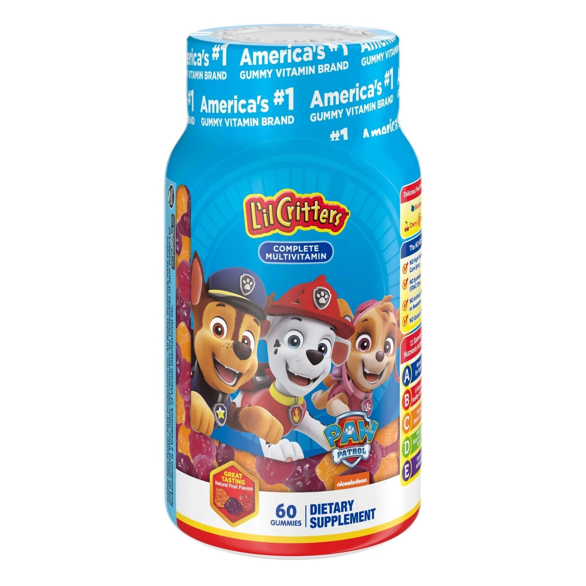 L'il Critters Paw Patrol Gummy Vites Daily Gummy Multivitamin for Kids, 60 Gummies and Pampers Baby Clean Wipes, 1 Flip-Top Pack (72 Wipes) Lil Critters uk supplements