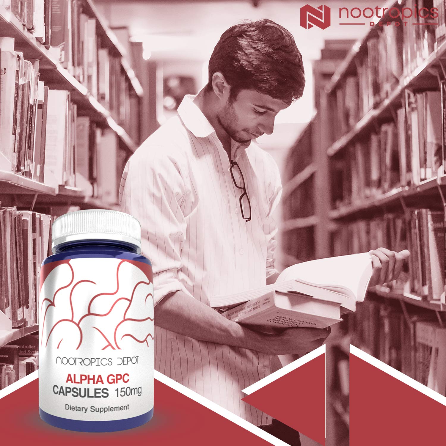Nootropics Depot Alpha GPC Capsules | 150mg | 60 Count | Choline Supplement | Brain Health Supplement | Supports Healthy Brain Function | Enhance Cognition, Memory + Focus Nootropics Depot uk supplements