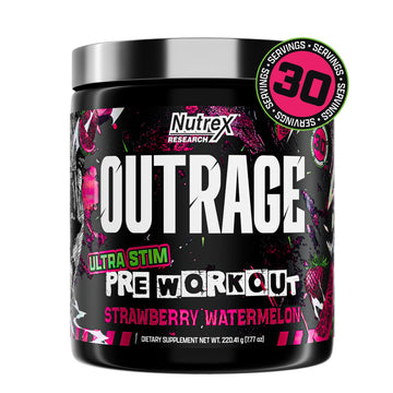 Outrage Ultra HIGH STIM Pre-Workout Powder for Men | 400mg Caffeine, L-Citrulline, Beta-Alanine, Creatine | Extreme Energy, Focus, Strength & Endurance Nutrex Research uk supplements