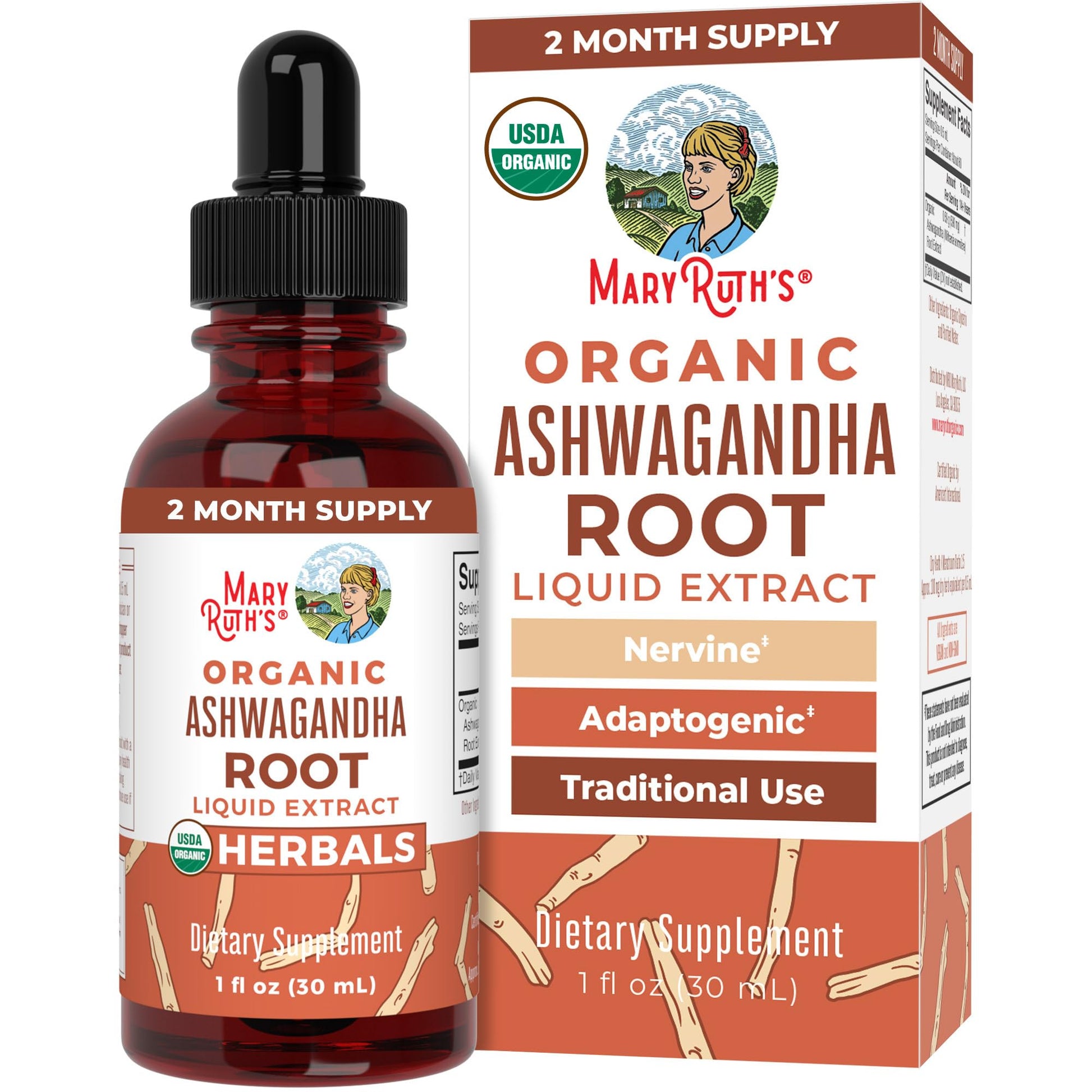 MaryRuth Organics Ashwagandha Root | USDA Organic Ashwagandha Liquid Drops | Stress Relief, Natural Calm, Relaxation and Mood Support Supplement | Adaptogenic | Nervine | Vegan | Non-GMO | 60 Servings MARYRUTH'S uk supplements