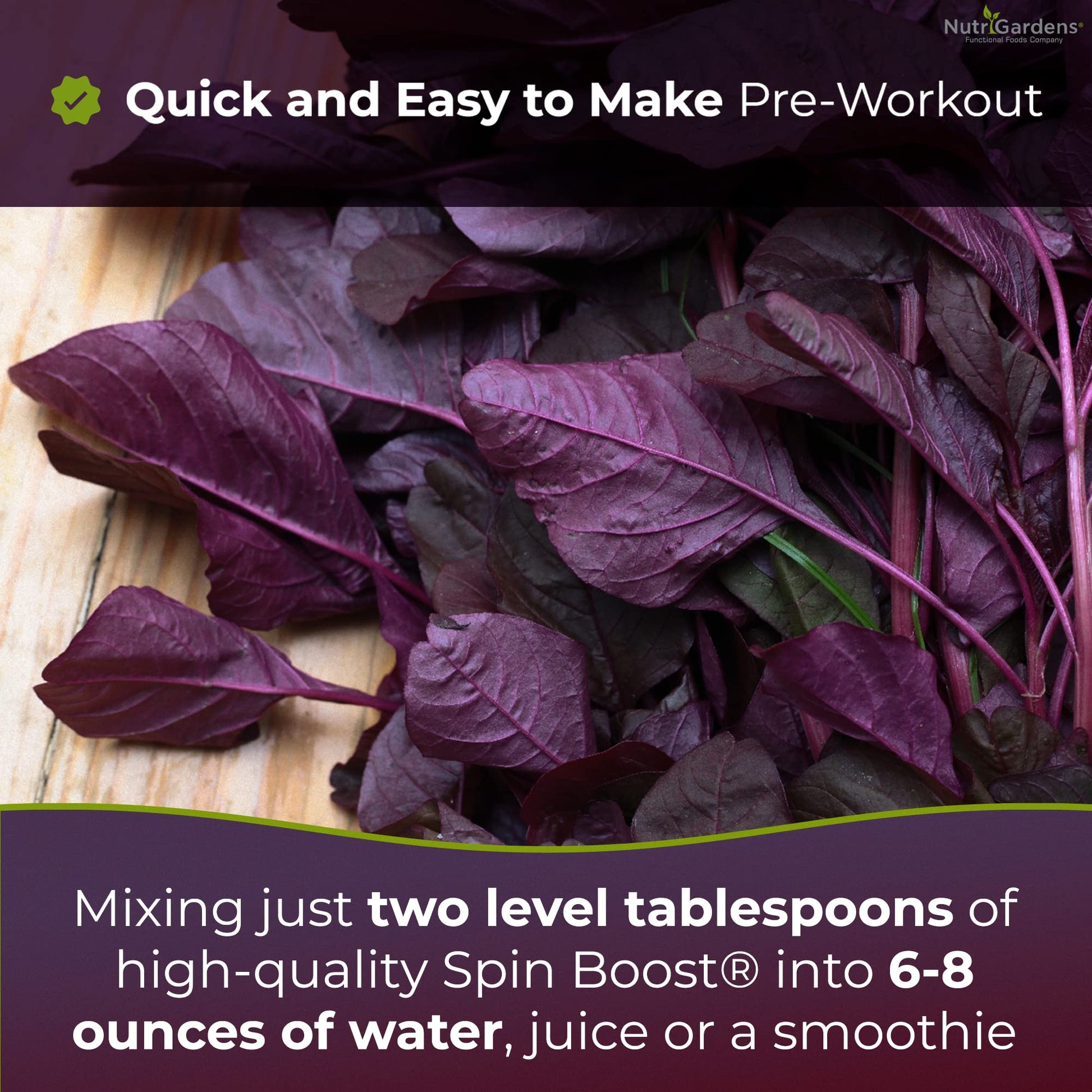 Nutrigardens Spin Boost Nitric Oxide Red Spinach Nitrate Pre-Workout Powder Concentrated Nutrigardens uk supplements