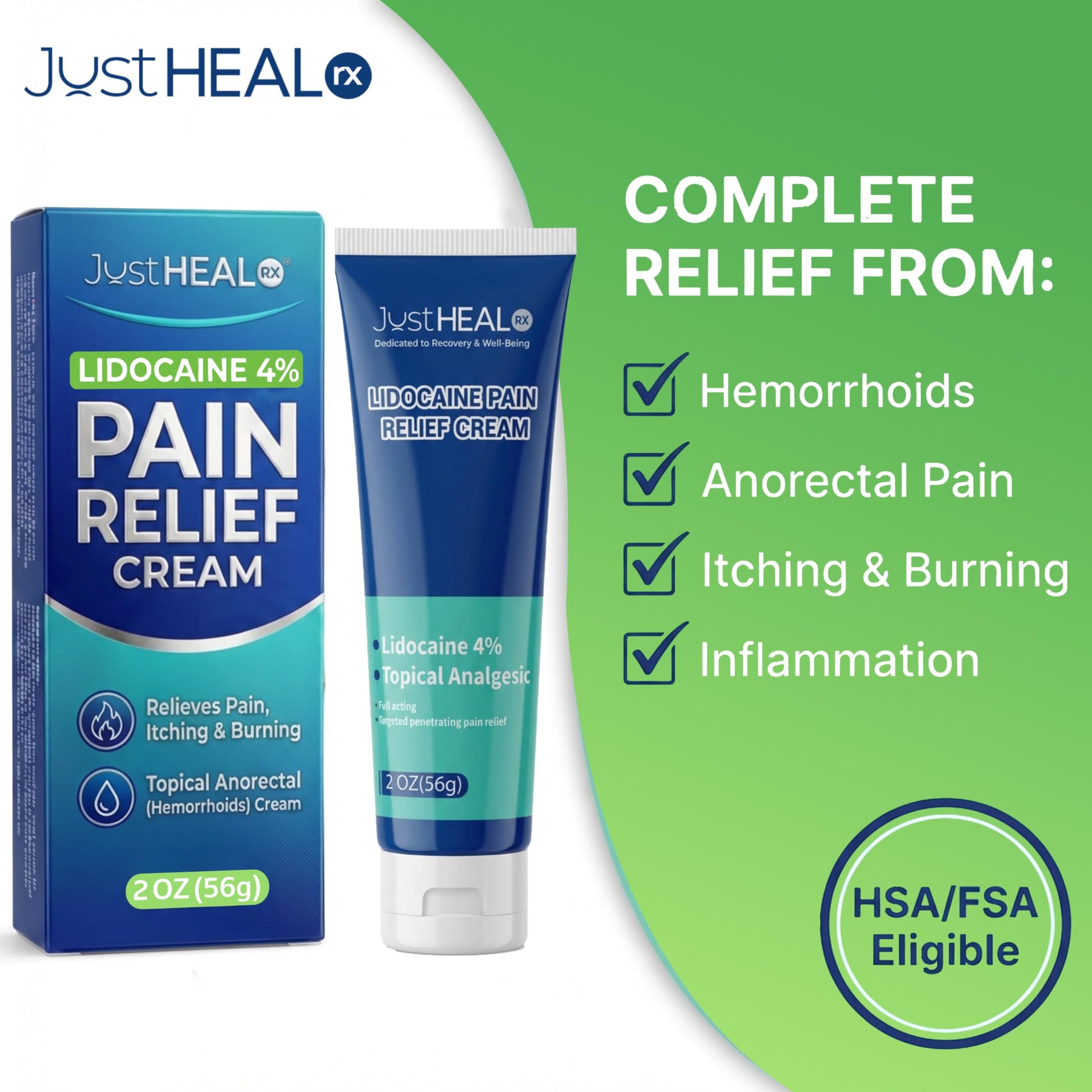 JustHeal RX Lidocaine Cream for Hemorrhoids | 2 OZ Tube – Fast-Acting 4% Lidocaine Numbing Cream & Topical Analgesic Cream for Anorectal Itch Relief | OTC Lidocaine Cream Maximum Strength JustHeal RX uk supplements