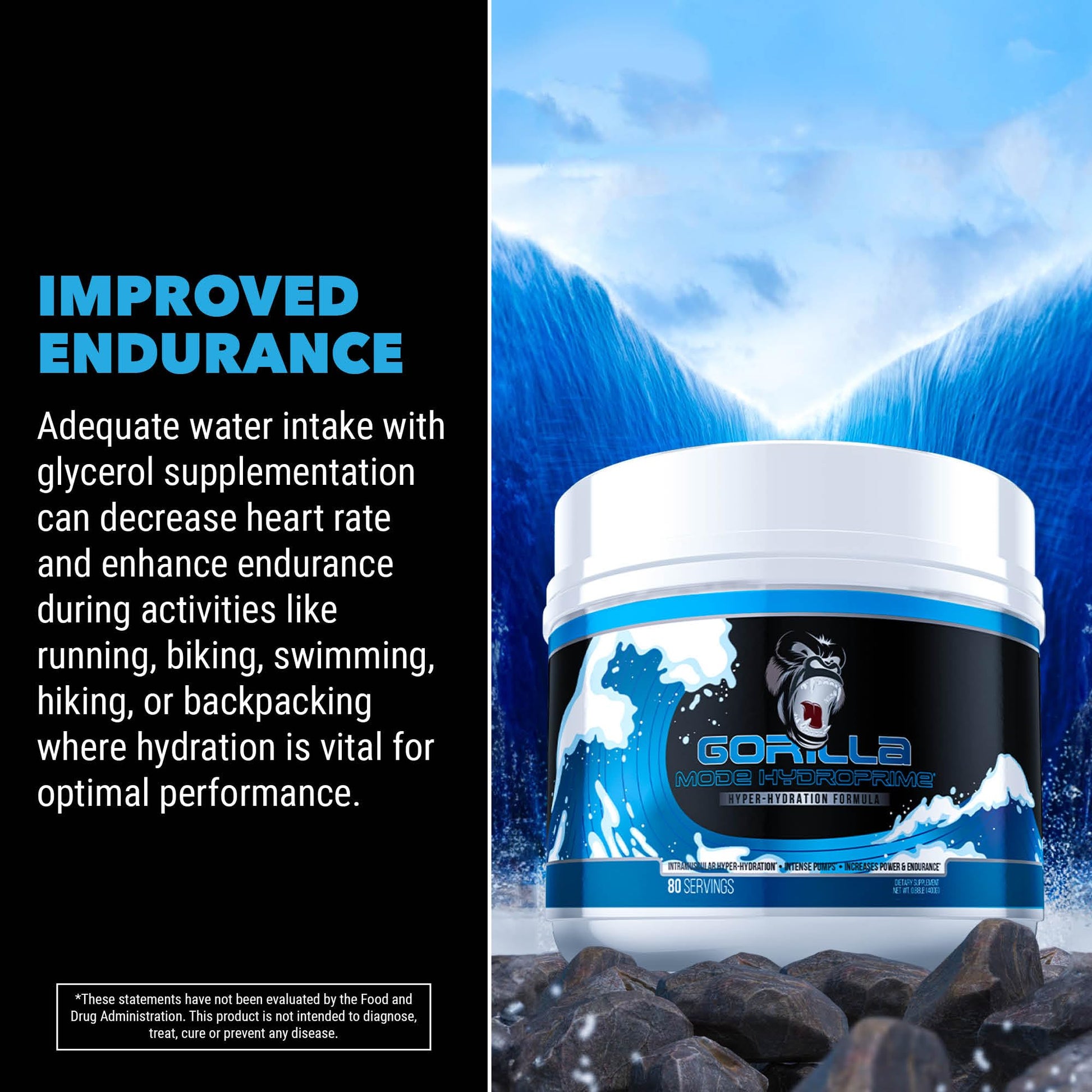 Gorilla Mind Hydroprime Glycerol Pre-Workout - Hydrating Pre-Workout Formula for Intense Gorilla Mind uk supplements