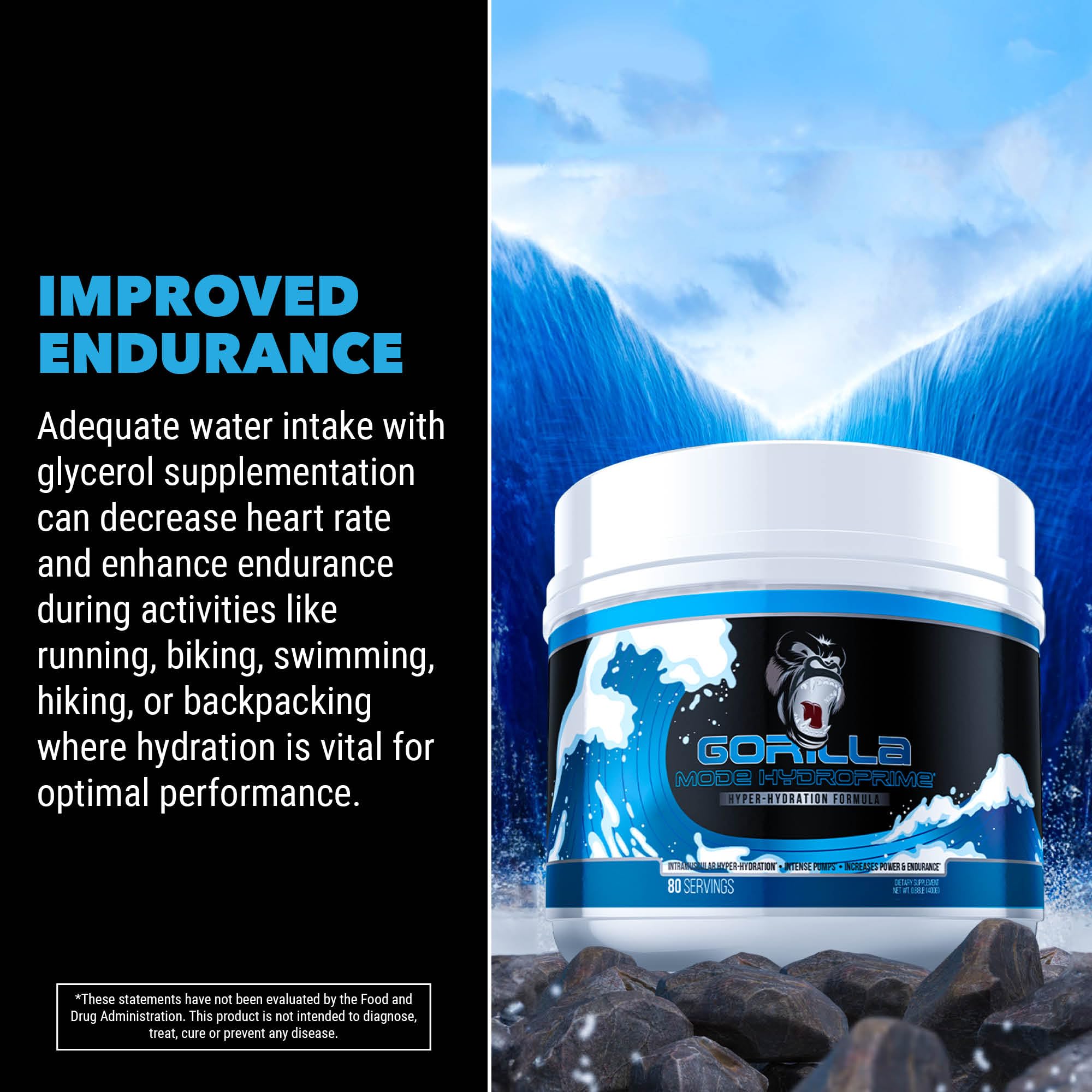 Gorilla Mind Hydroprime Glycerol Pre-Workout - Hydrating Pre-Workout Formula for Intense Gorilla Mind uk supplements