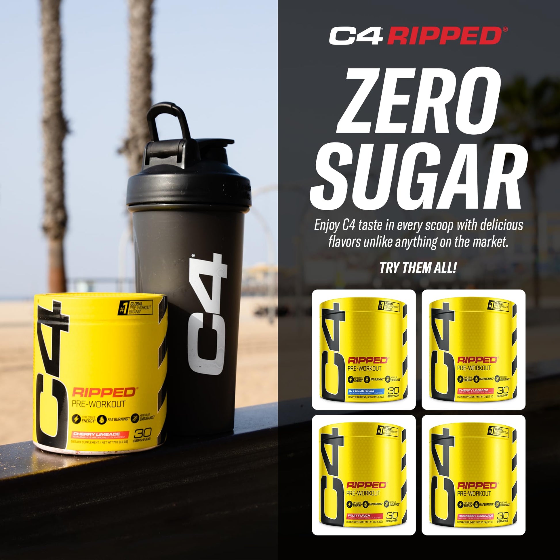 Cellucor C4 Ripped Pre Workout Powder Raspberry Lemonade | Creatine Free + Sugar Free Cellucor uk supplements