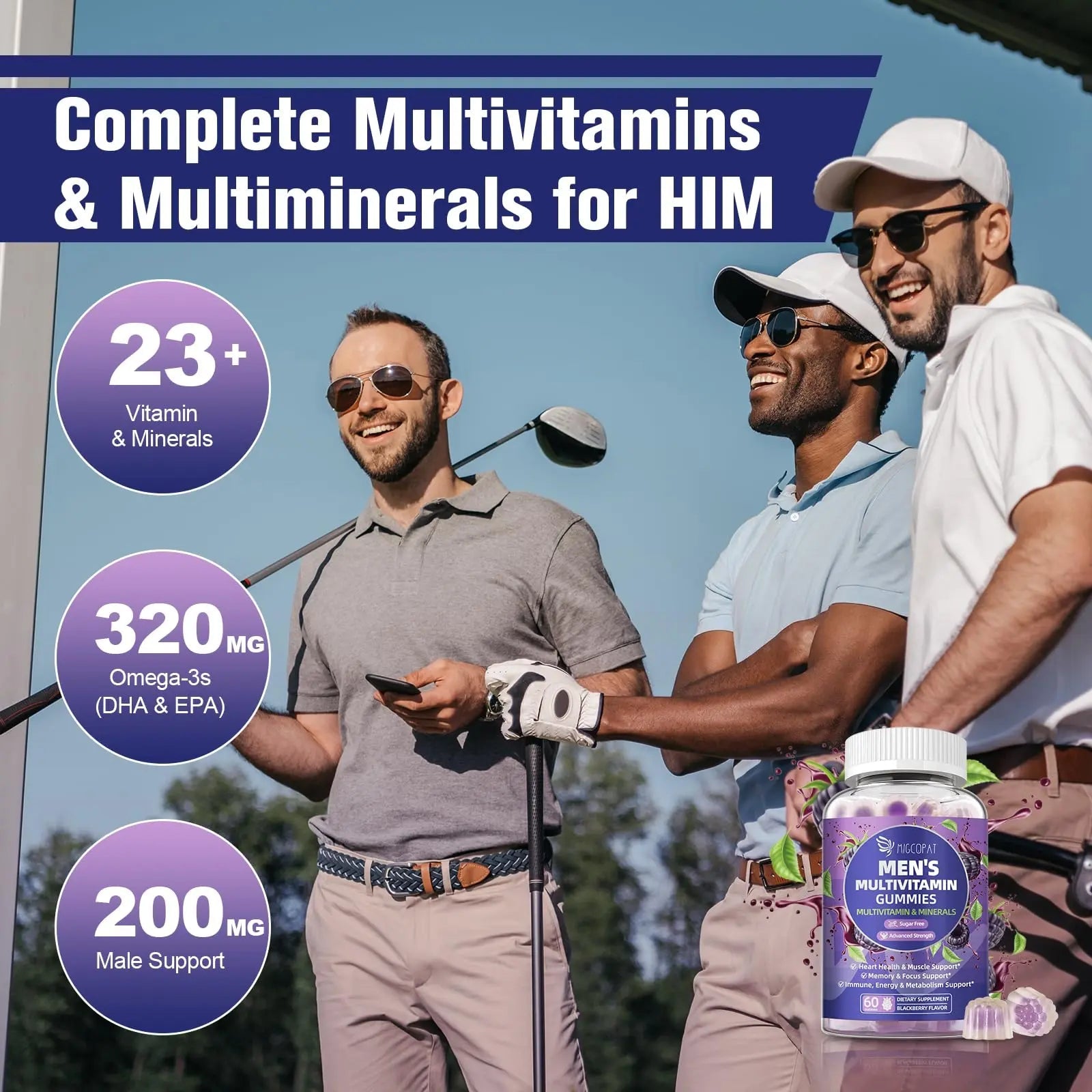 Multivitamin for Men, Mens Multivitamins Gummies w/Omega-3, Probiotics, Inositol, Folate, Biotin, Zinc, Vitamins A, C, D, E, B Migcopat uk supplements