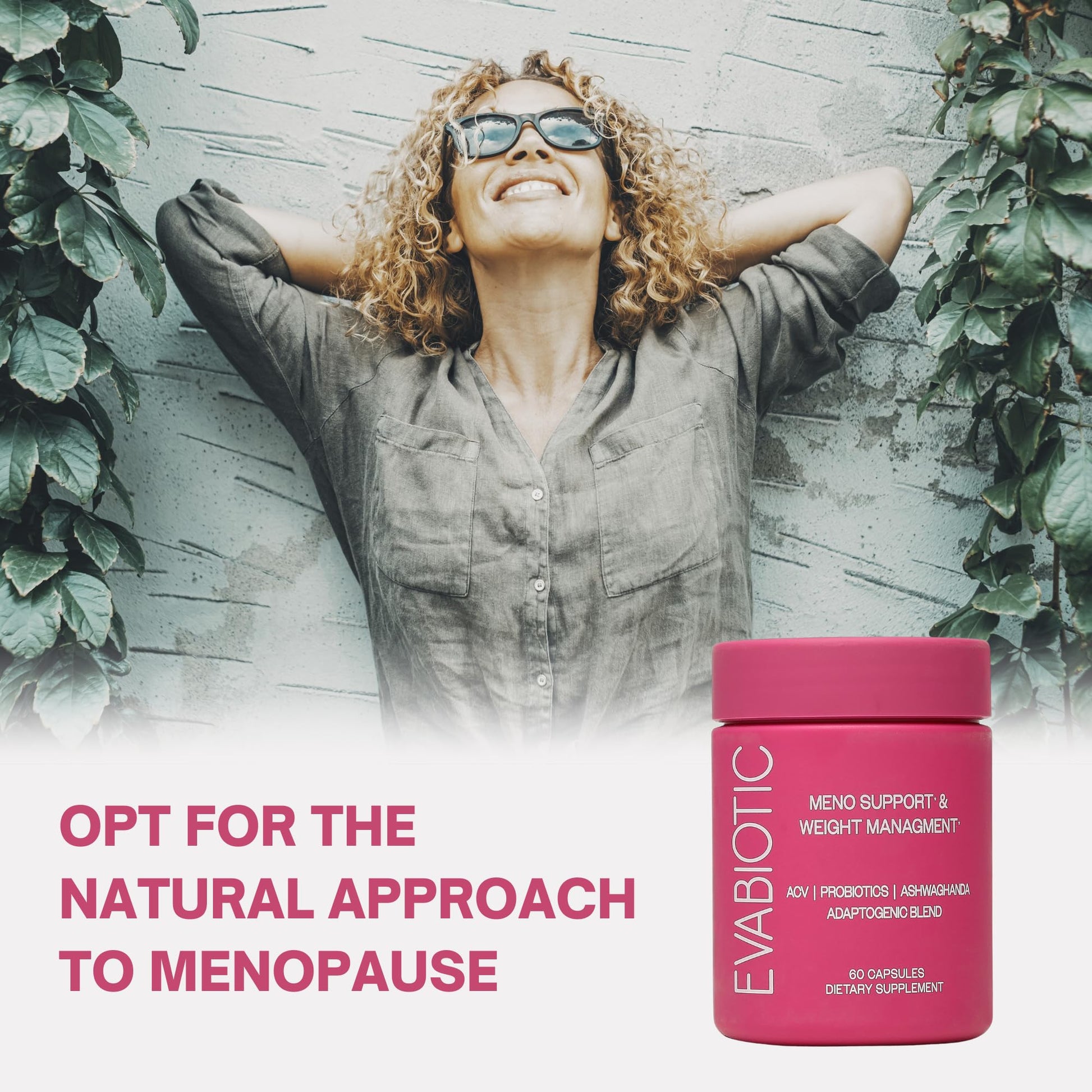 Complete Menopause Vitamins - Ashwaghanda, Probiotics, ACV for Weight Management, Hot Flashes, Night Sweats, Bloat, Hormone Balance - Vegan 60 Caps Menopause Supplements for Women Non-GMO EVABIOTIC uk supplements