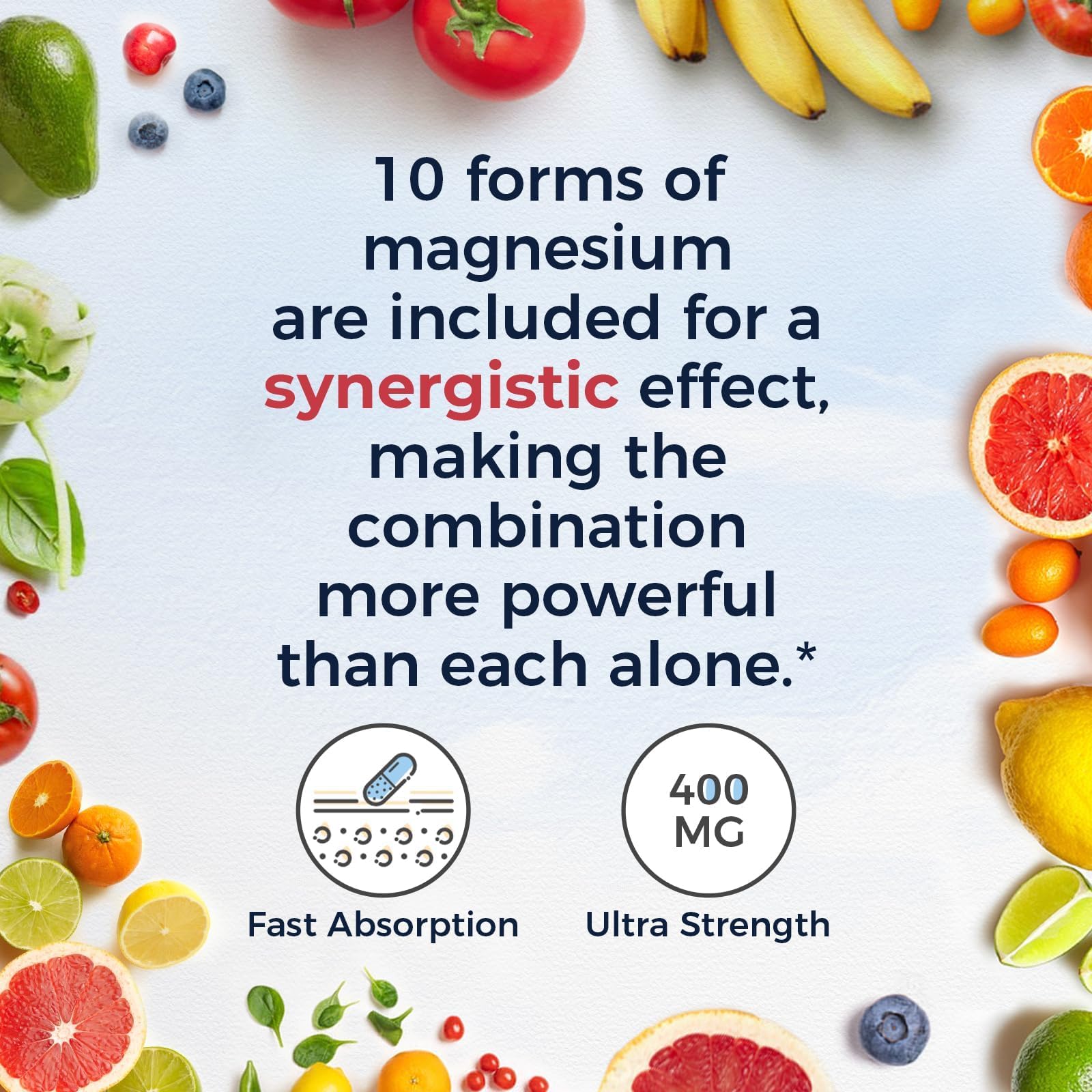 Vitalitown 10 in 1 Magnesium Complex Supplement - 400mg Elemental Magnesium Chelated with Glycinate, Citrate, Malate, Taurate & More - for Sleep Heart Energy - Non-GMO, Vegan, 90 Caps Vitalitown uk supplements