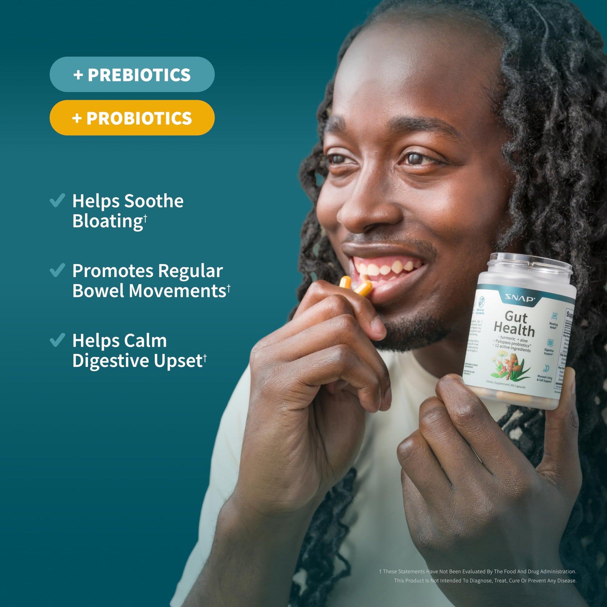 Snap Supplements Gut Health Lipase Supplement with Probiotics for Women & Men, Digestive Enzymes & Prebiotics - Turmeric, Aloe, Pylopass & Zinc, 50 Vegetarian Capsules Snap Supplements uk supplements