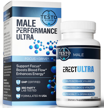 Male Enhancing Supplement - Fast Acting Performance Pills for Men for Blood Flow - Size & Stamina - Testosterone Booster, Maca Root, Epimedium,Tongkat Ali Dietary Supplement 60 Tablets TESTO BIOGEN uk supplements