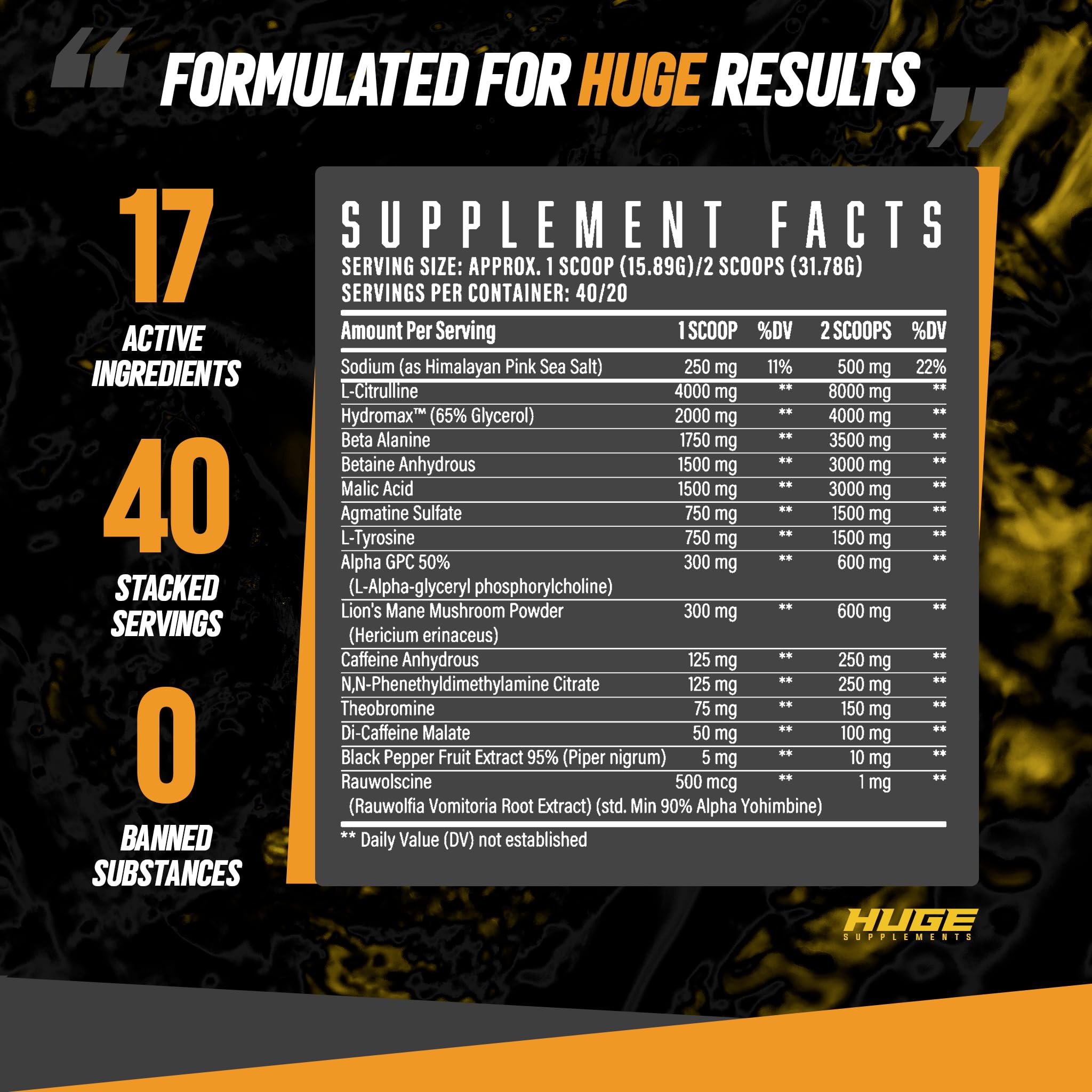 Huge Supplements Wrecked Pre-Workout, 30G+ Ingredients Per Serving to Boost Energy Huge Supplements uk supplements