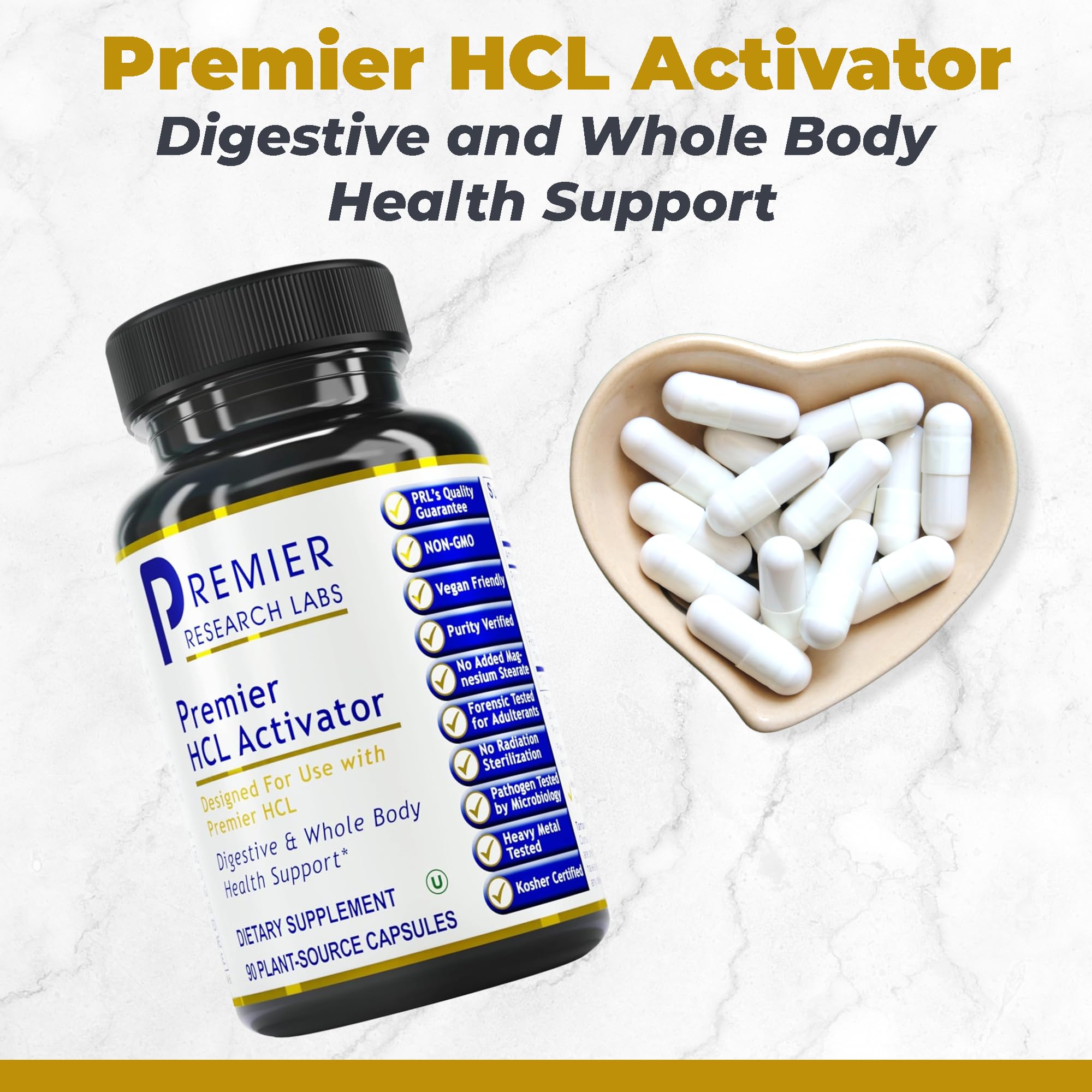 Premier Research Labs Premier HCL Activator - Pepsin Digestive Enzymes Supplement for Optimal Digestive Function for Men & Women, Low Stomach Acid, Nutrient Absorption - 90 Vegetarian Capsules Premier Research Labs uk supplements