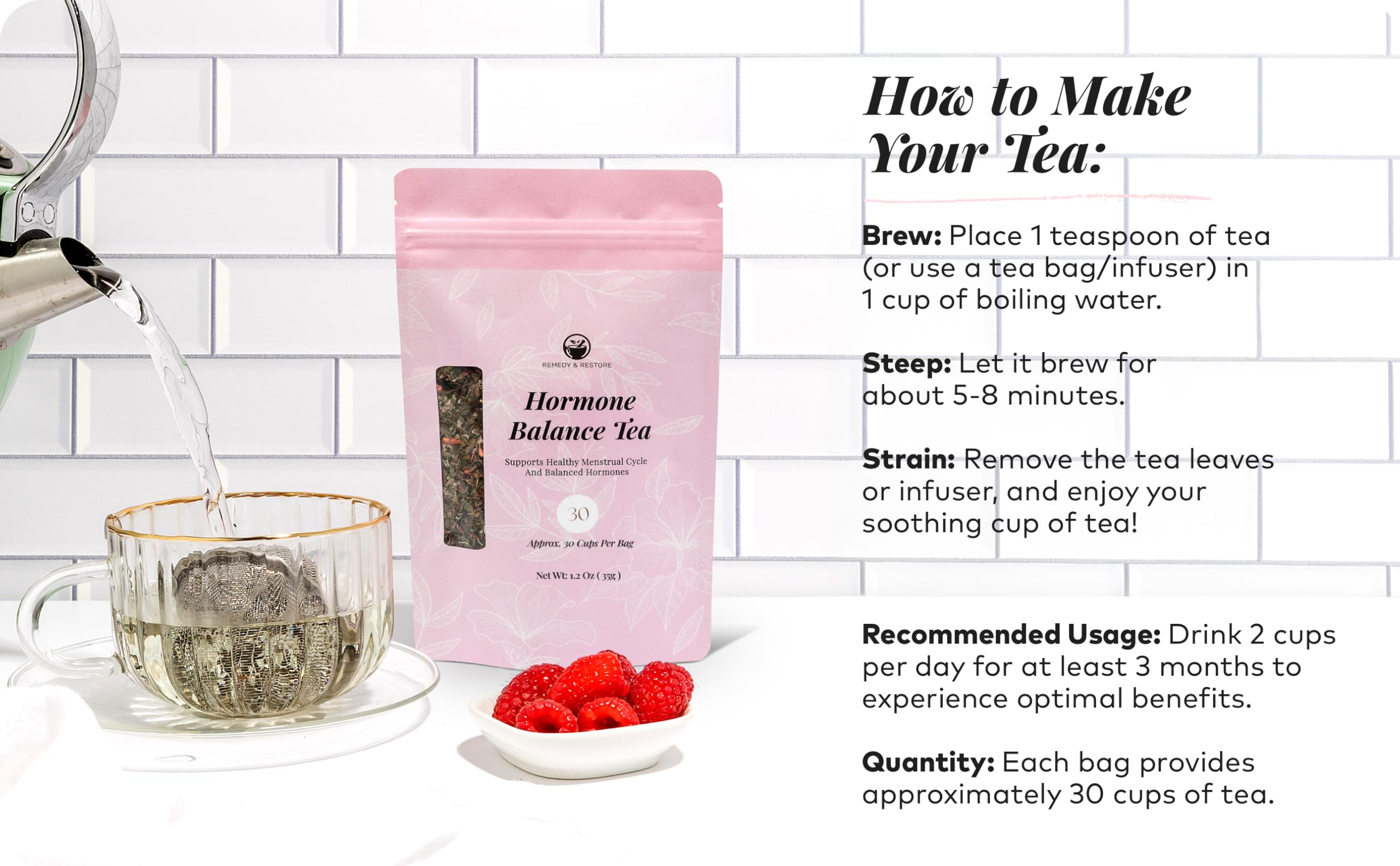 Remedy & Restore Herbal Tea for Hormone Balance - Natural Menstrual Cycle Support, Spearmint Flavor, Loose Leaves, 1 Count Remedy & Restore uk supplements