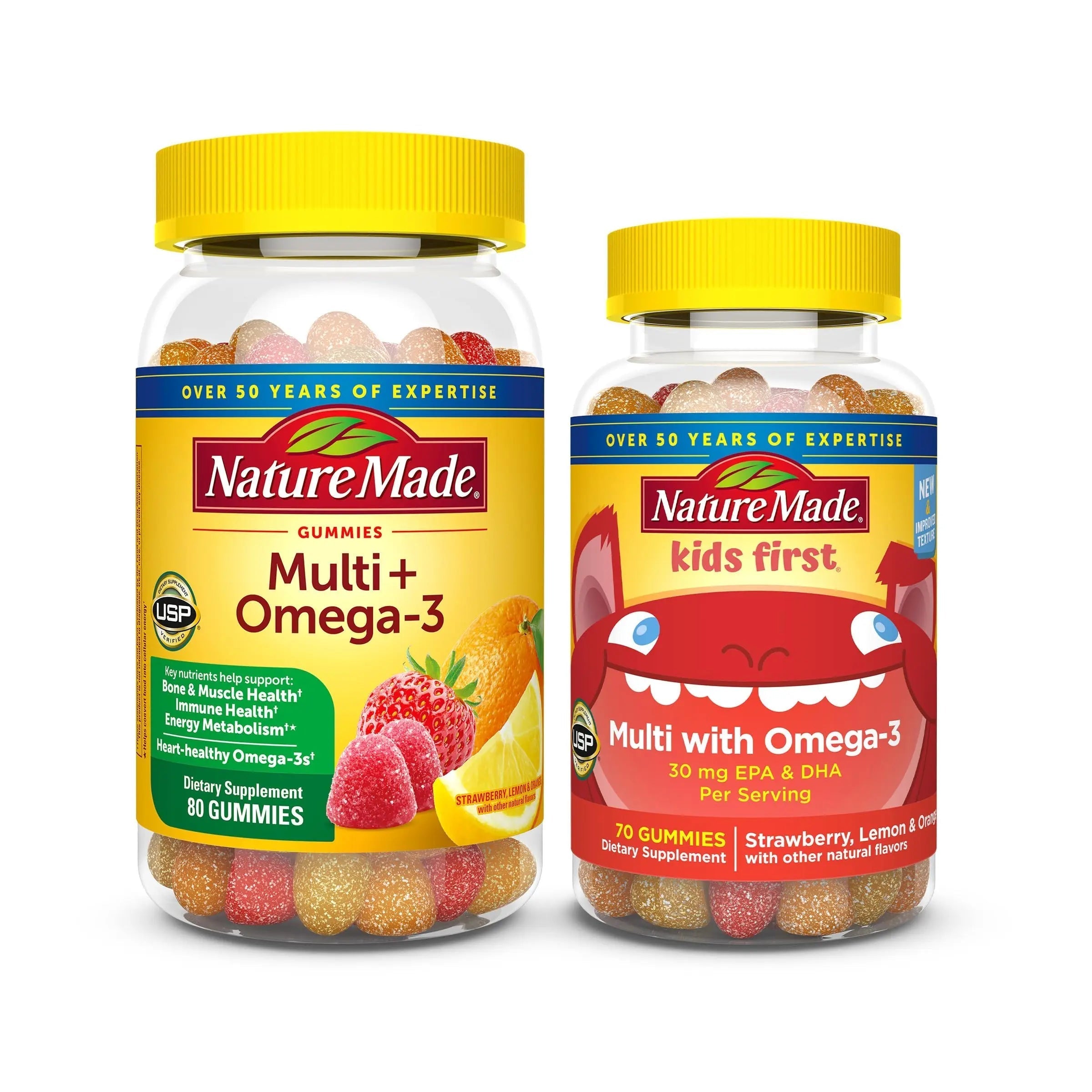 Nature Made Adult & Kids Multivitamin Gummies Combo Pack, Multis with Vitamin C, Vitamin D3, B Vitamins, Zinc, Omega 3 Fish Oil & More Nature Made uk supplements