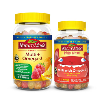 Nature Made Adult & Kids Multivitamin Gummies Combo Pack, Multis with Vitamin C, Vitamin D3, B Vitamins, Zinc, Omega 3 Fish Oil & More Nature Made uk supplements