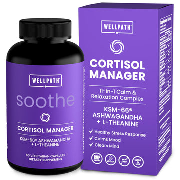 WellPath Soothe Cortisol Manager - Cortisol Supplements for Women with KSM-66® Ashwagandha & L-Theanine - Stress Support, Detox - 11-in-1 Complex, Vegan, Made in USA, Non-GMO, 60 Ct WellPath uk supplements