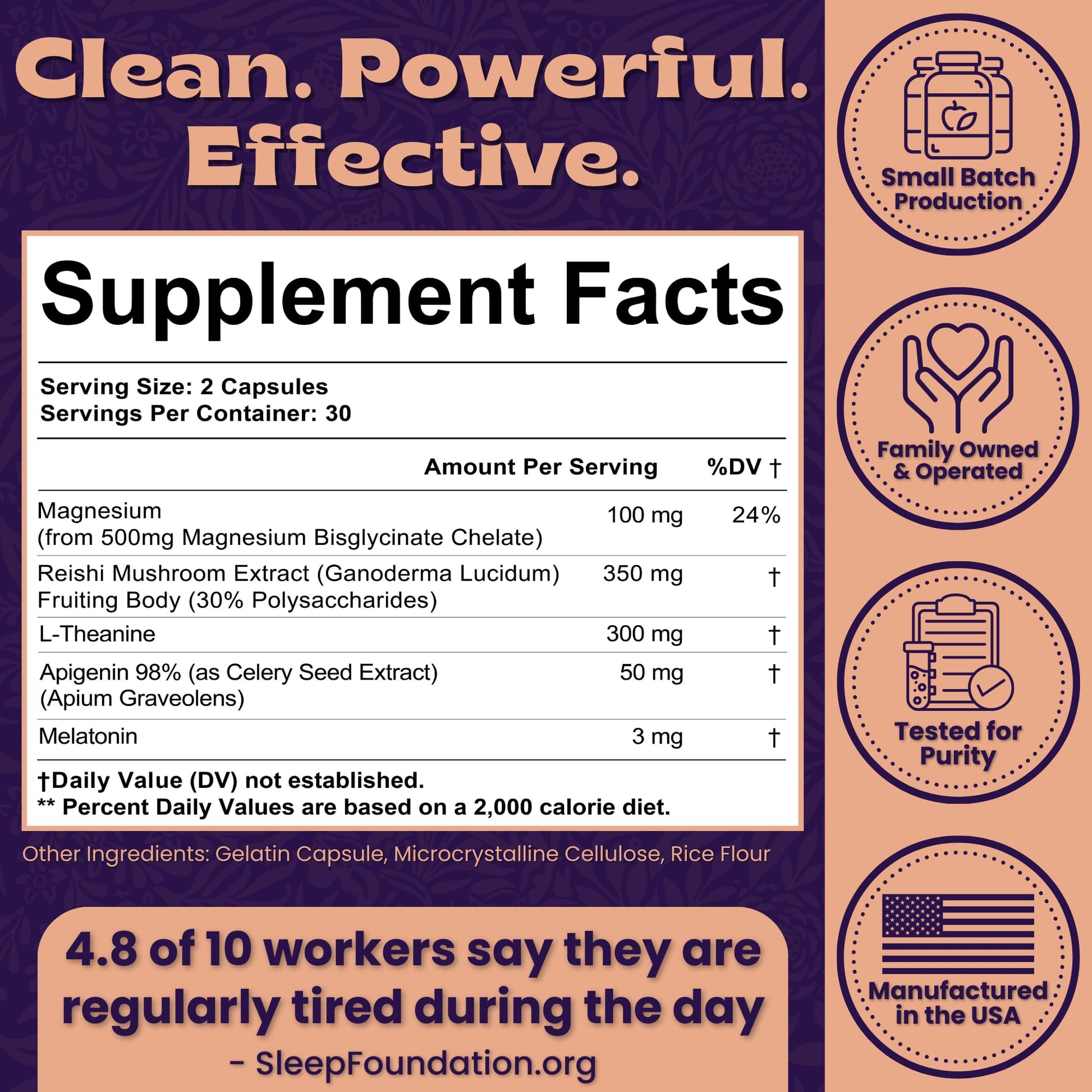 Local Nutrition Natural Sleep Aid with Magnesium Glycinate, Reishi Mushroom Extract, L-Theanine, Apigenin, and Melatonin - Sleep Supplement for Adults Seeking Deep Rest - 60 Capsules, Made in The USA Local Nutrition uk supplements
