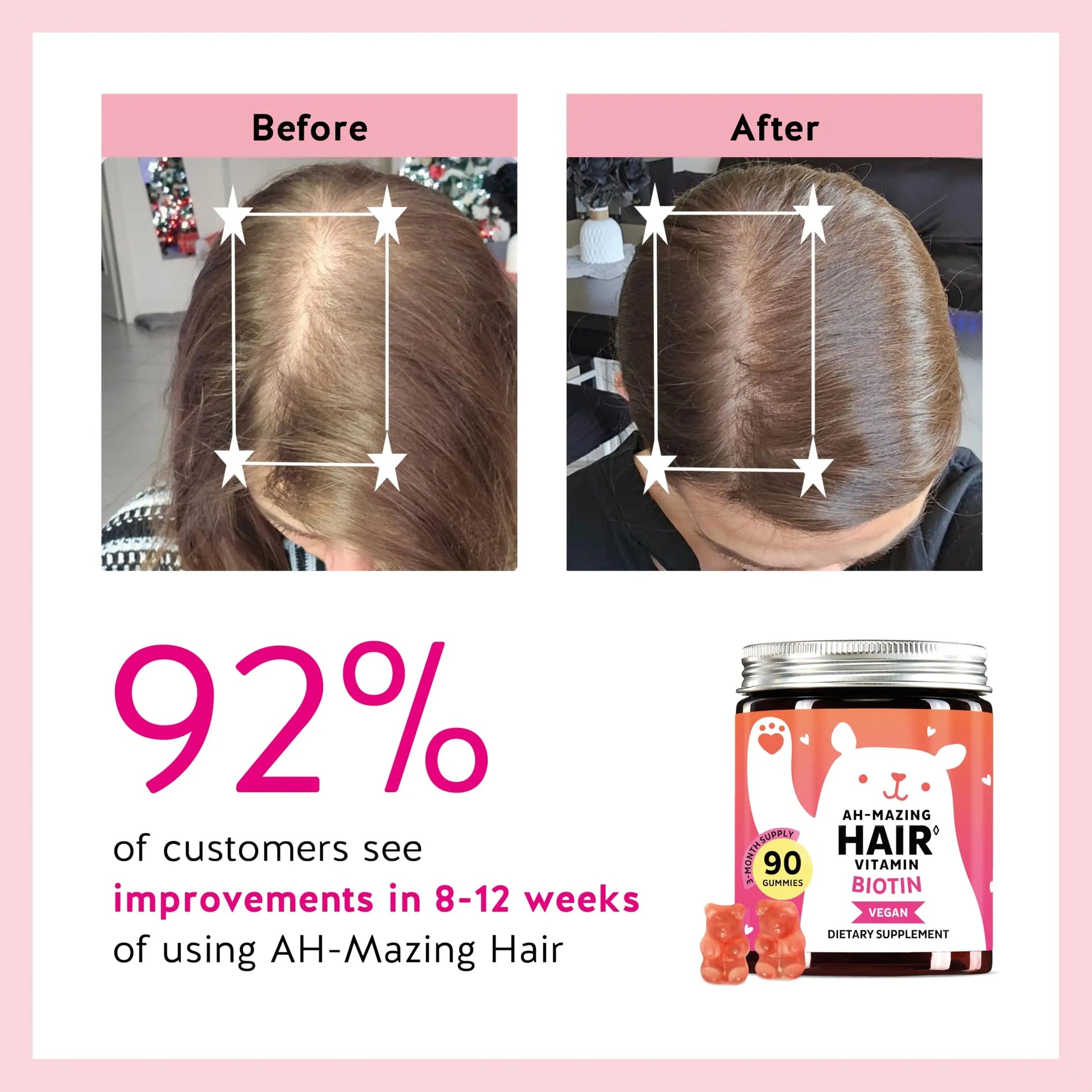 Biotin Gummies for Hair, Skin & Nails. 5,000 mcg High Potency Vegan Vitamins for Faster Hair Growth, Stronger Nails & Healthy Skin. with Vitamins C & E, 90 Gummies Bears with Benefits uk supplements
