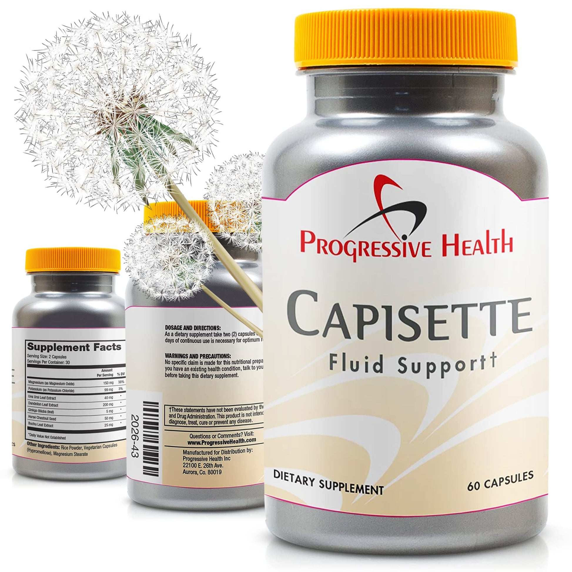 Capisette Water Retention Support - Reduces Swollen Feet, Ankles, and Legs - Reduce Progressive Health uk supplements