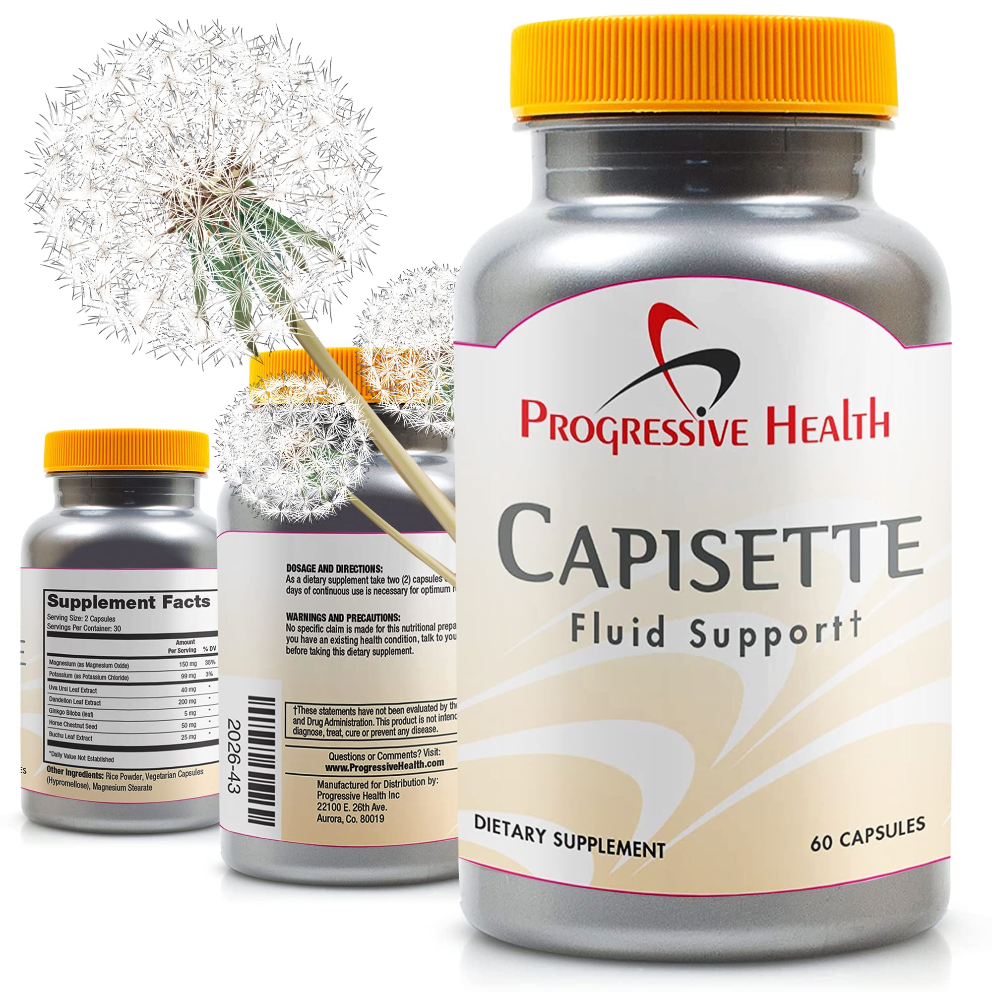 Capisette Water Retention Support - Reduces Swollen Feet, Ankles, and Legs - Reduce Progressive Health uk supplements