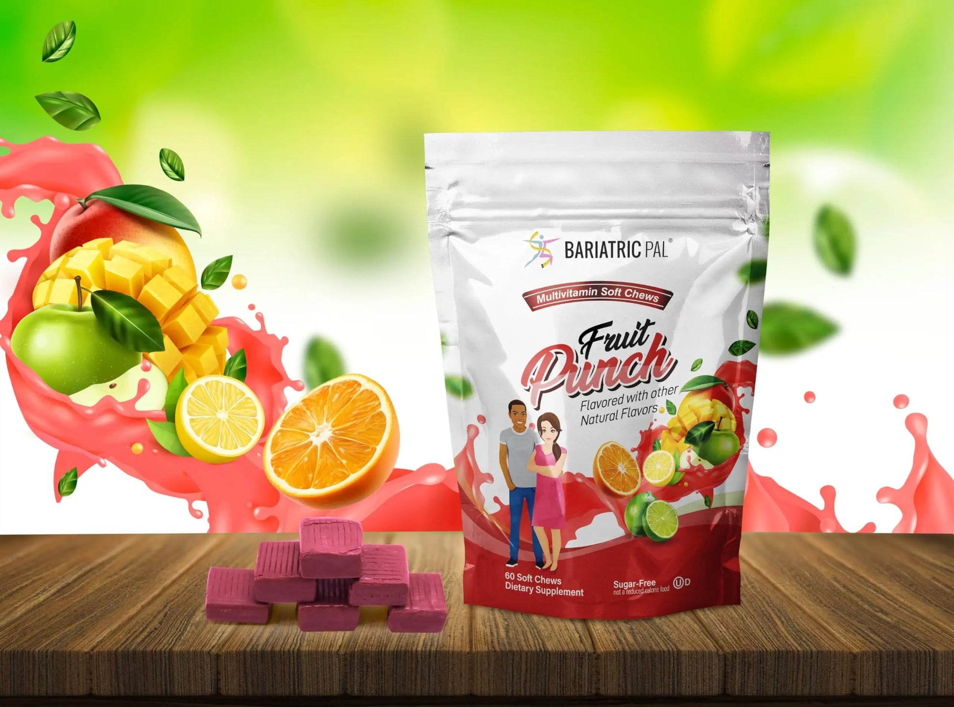 BariatricPal Iron-Free Multivitamin Soft Chew - Fruit Punch (60 Count) BariatricPal uk supplements