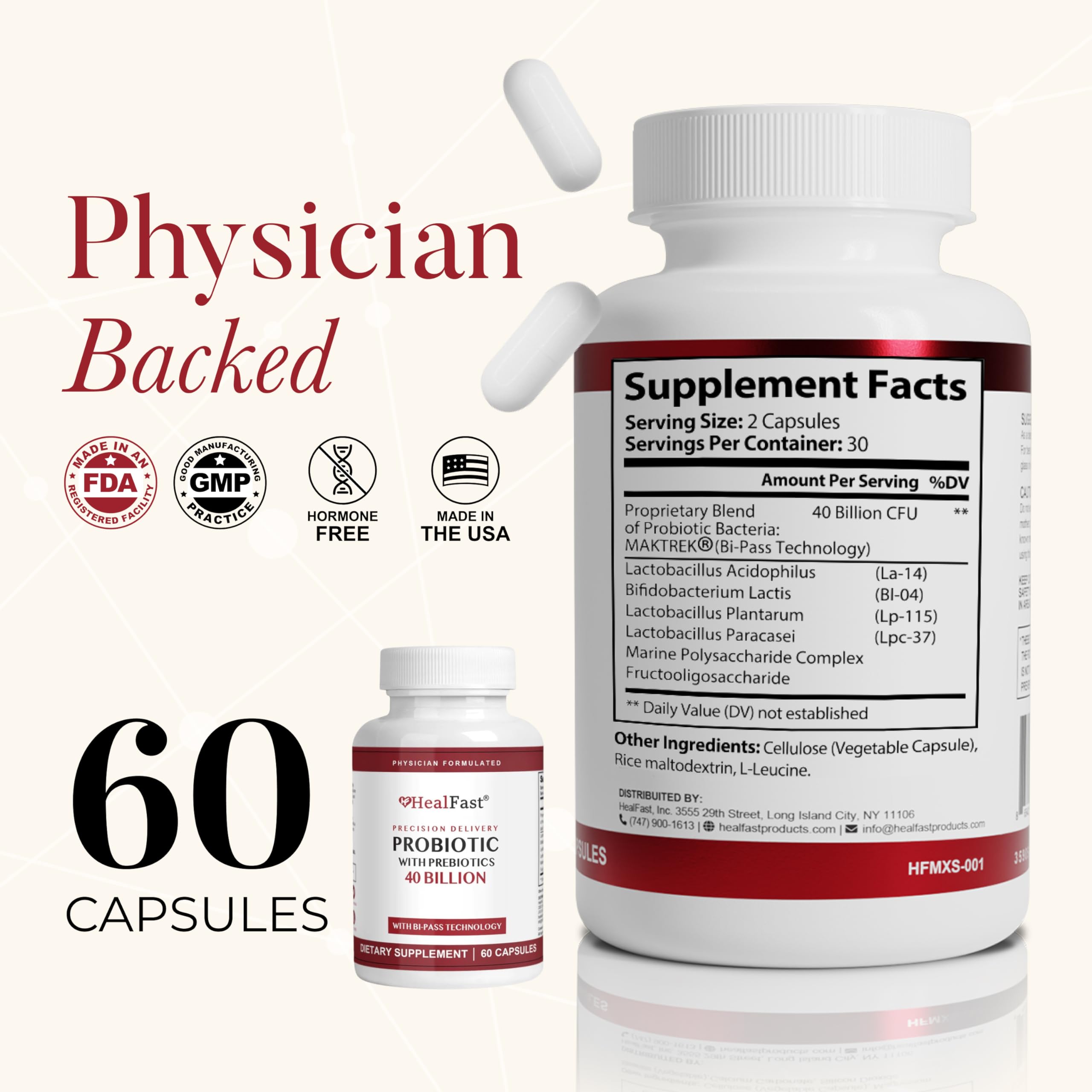 HealFast Physician Formulated Probiotic Supplement - 40 Billion CFU - Live Prebiotics and Probiotics for Men and Women - Probiotics for Gut Health - Non-GMO and Vegan - 30 Day Supply HealFast uk supplements